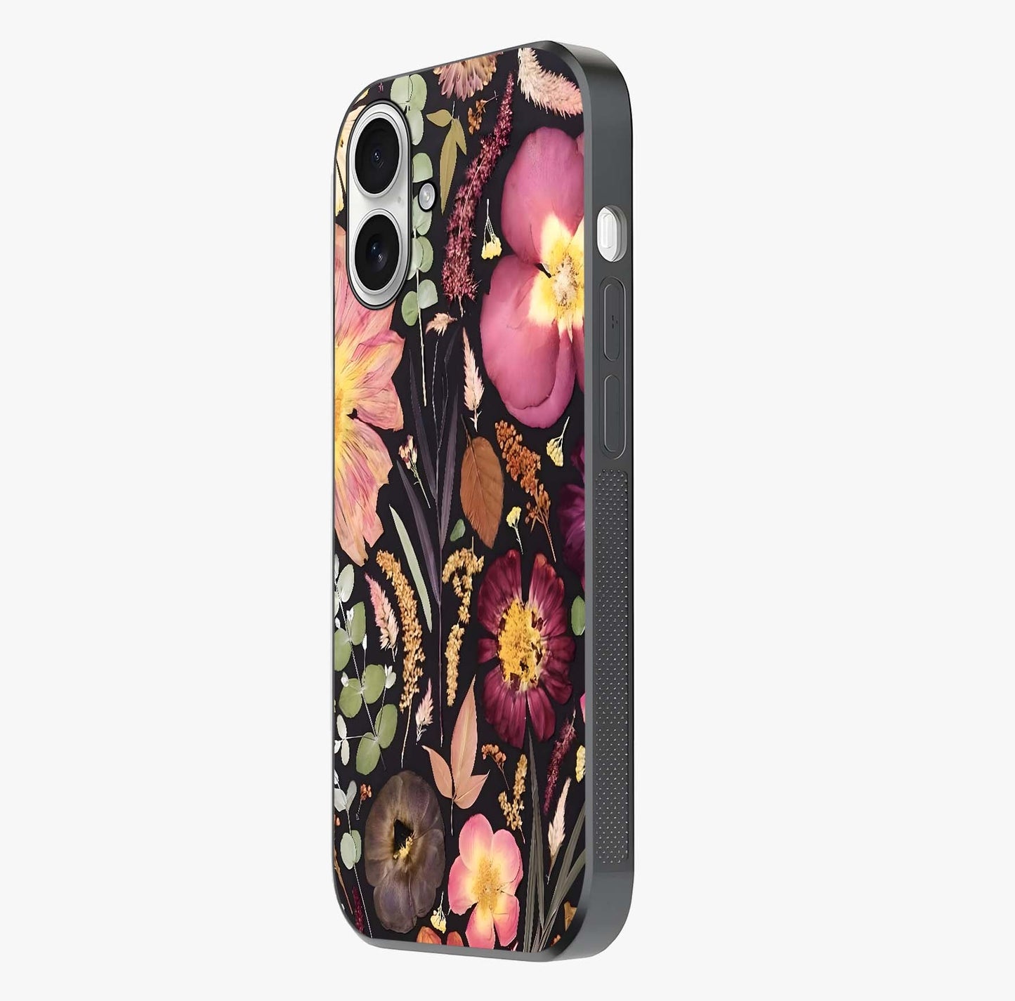 Petal Dream Tapestry Glass Case photographed in natural light showing reflective finish and design depth.