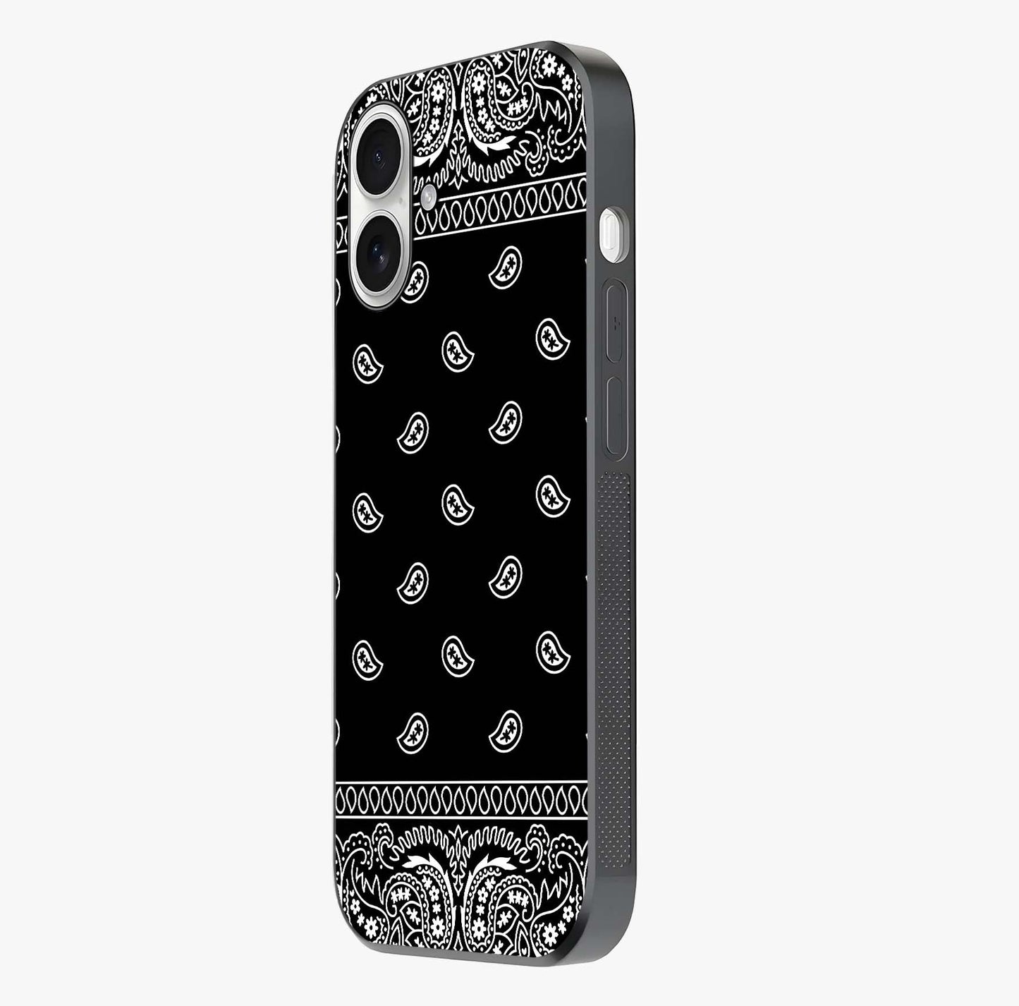 Retro Rebel Threads Glass Case photographed in natural light showing reflective finish and design depth.