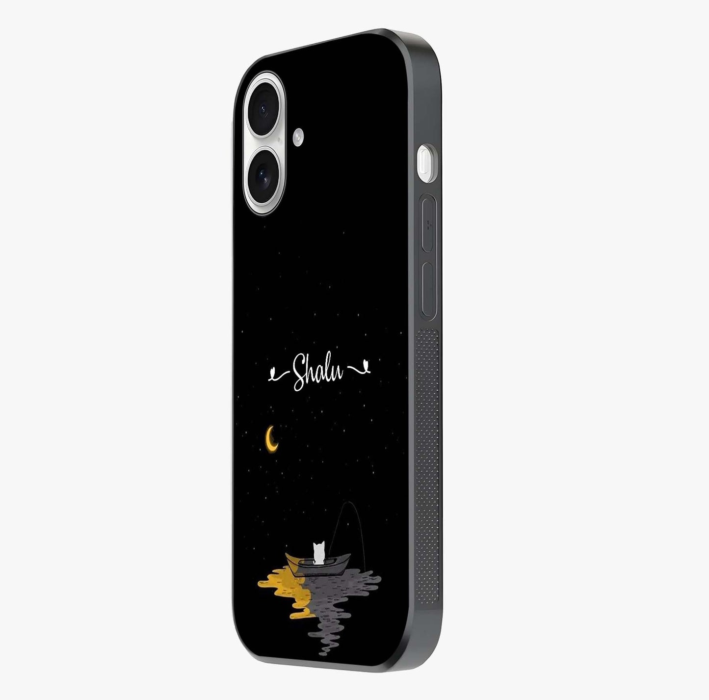 Silent Night Row Glass Case photographed in natural light showing reflective finish and design depth.