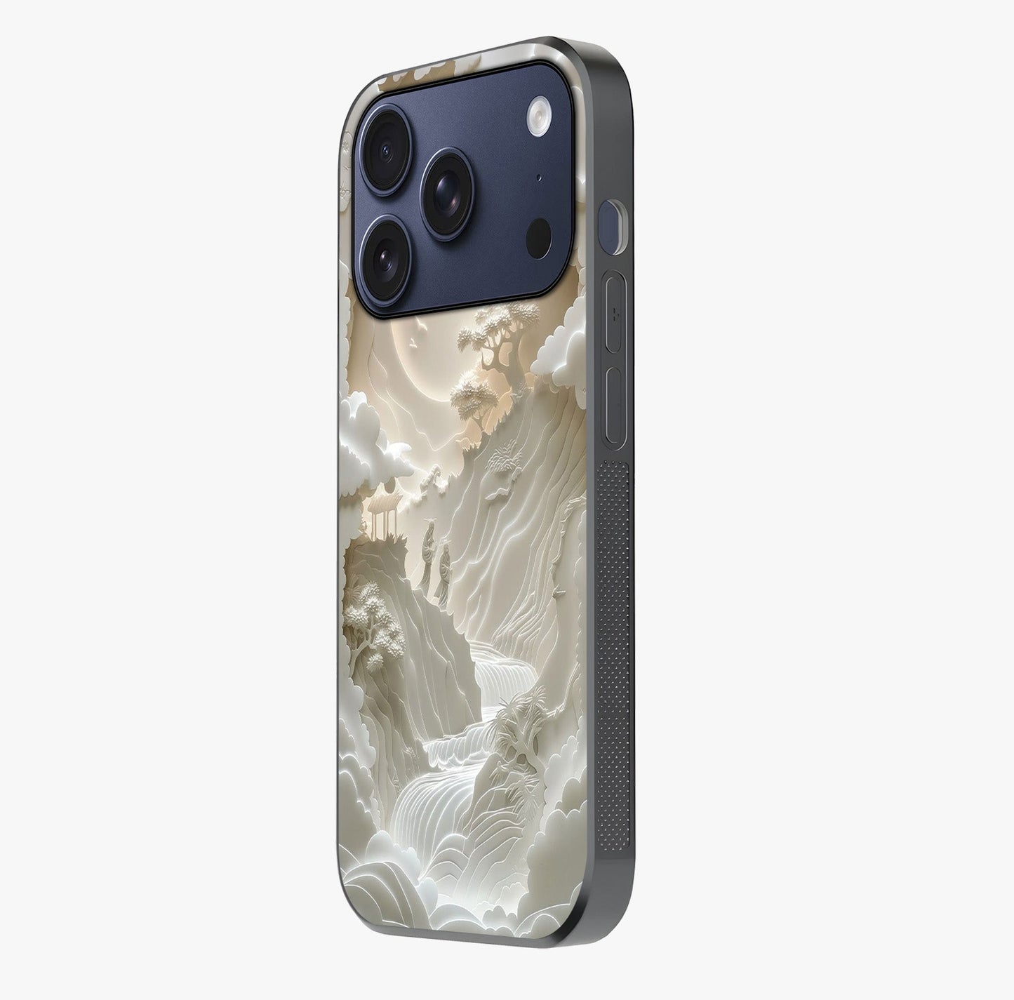 Celestial Origami Glass Case photographed in natural light showing reflective finish and design depth.