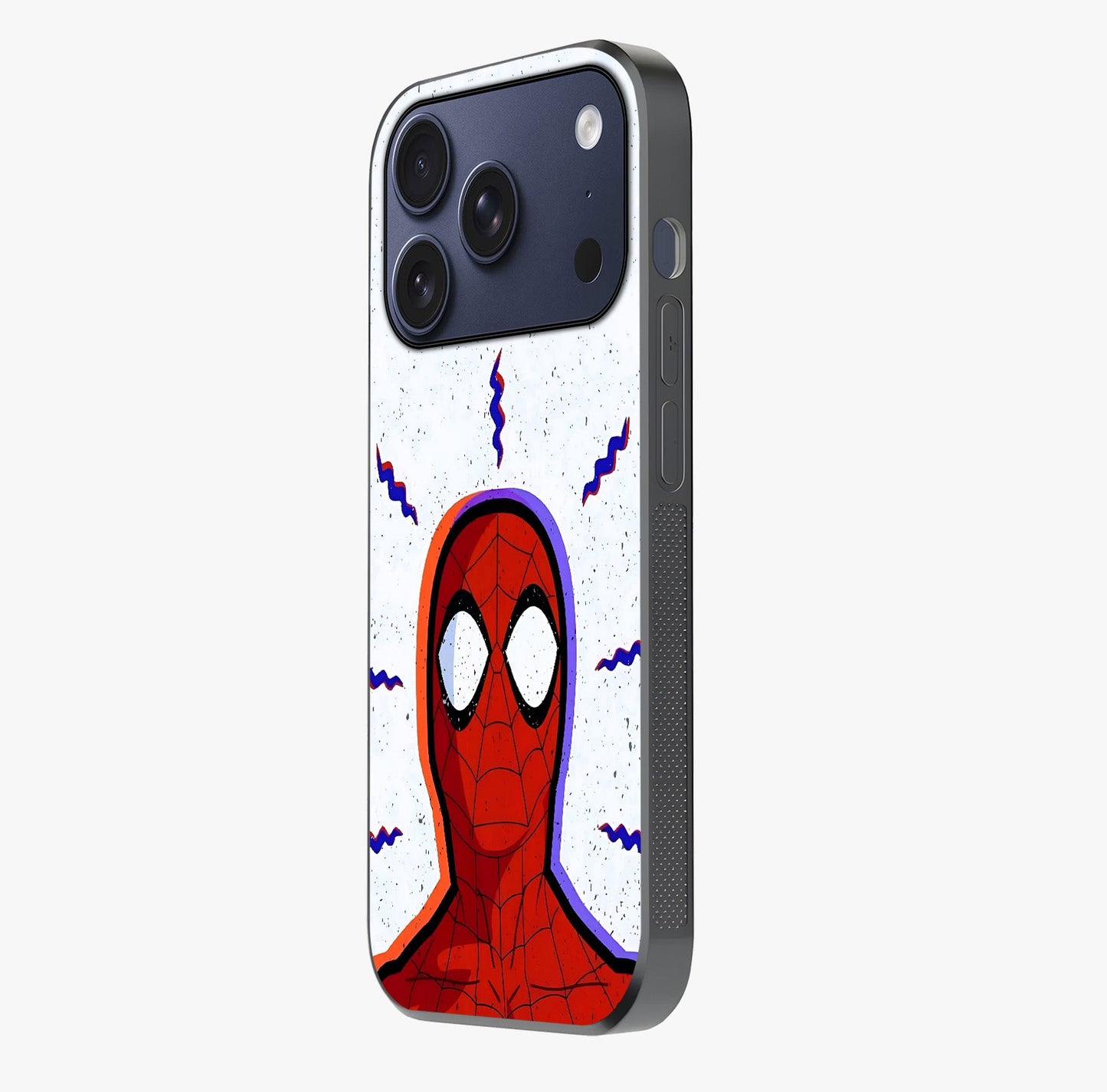 Omg Spiderman Glass Case photographed in natural light showing reflective finish and design depth.