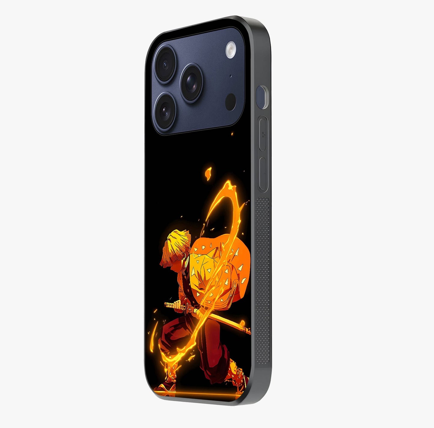 Thunder Flame Execution Glass Case photographed in natural light showing reflective finish and design depth.