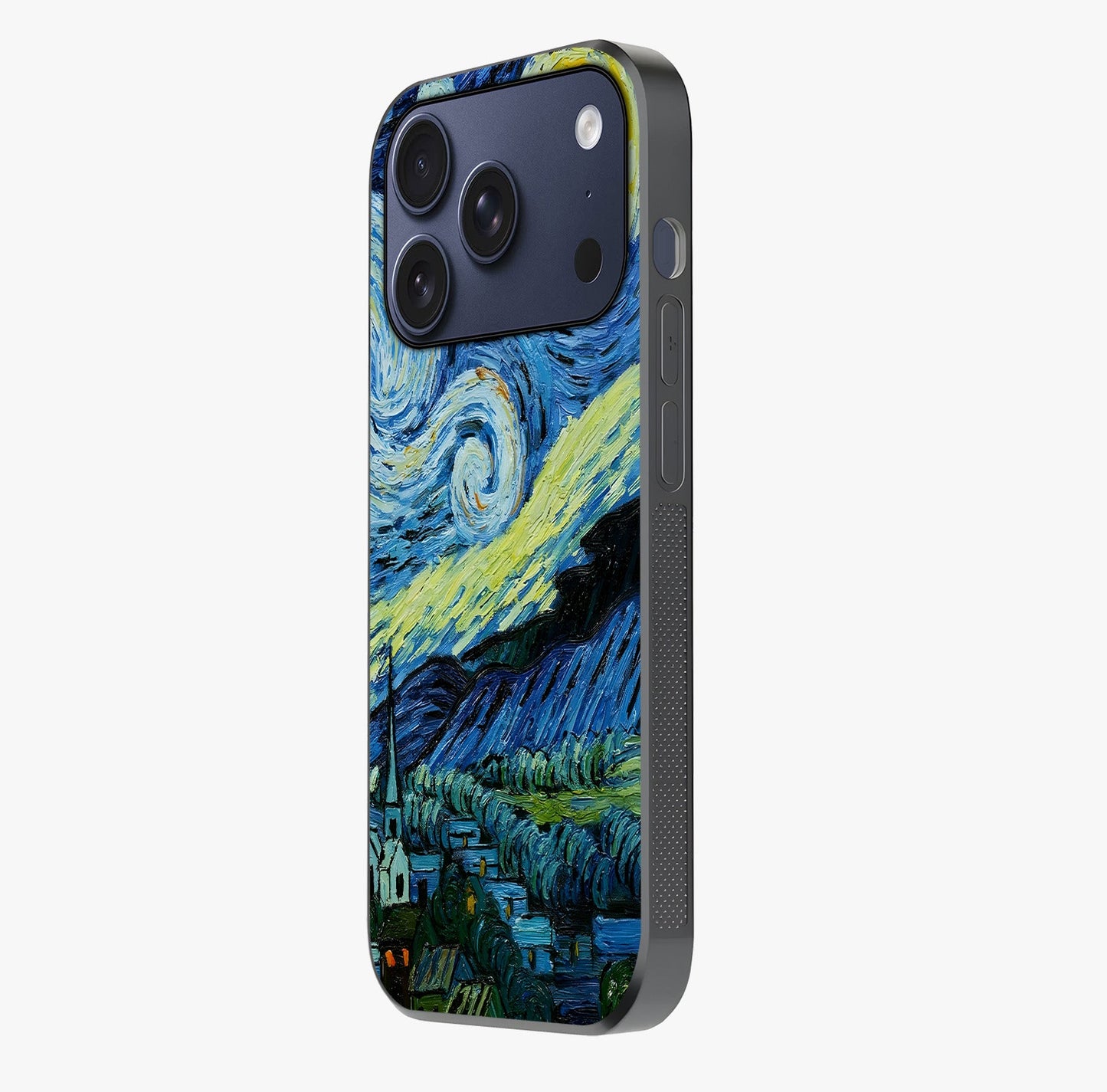 Van Gogh Art Glass Case photographed in natural light showing reflective finish and design depth.