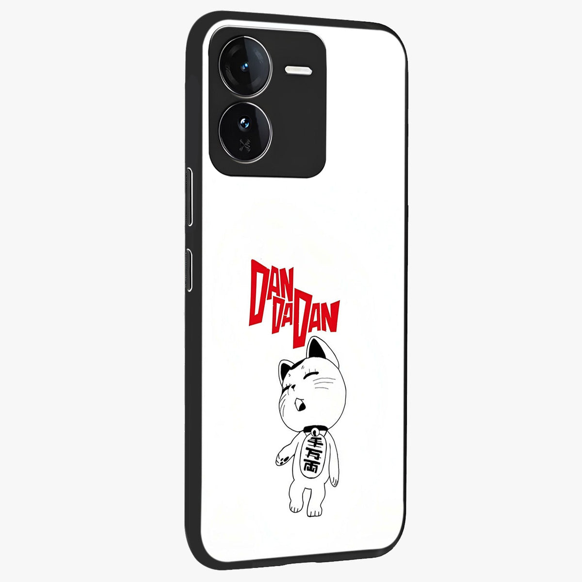 Playful Spirit Charm Glass Case upright view showcasing vibrant charm artwork with fun artistic theme.