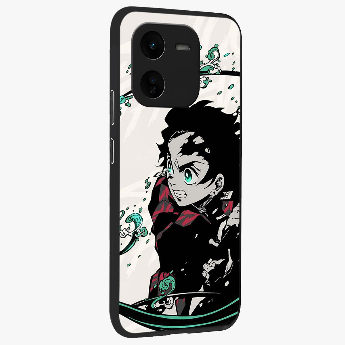 Demon Slayer Glass Case upright view showcasing powerful anime artwork with intense warrior theme.