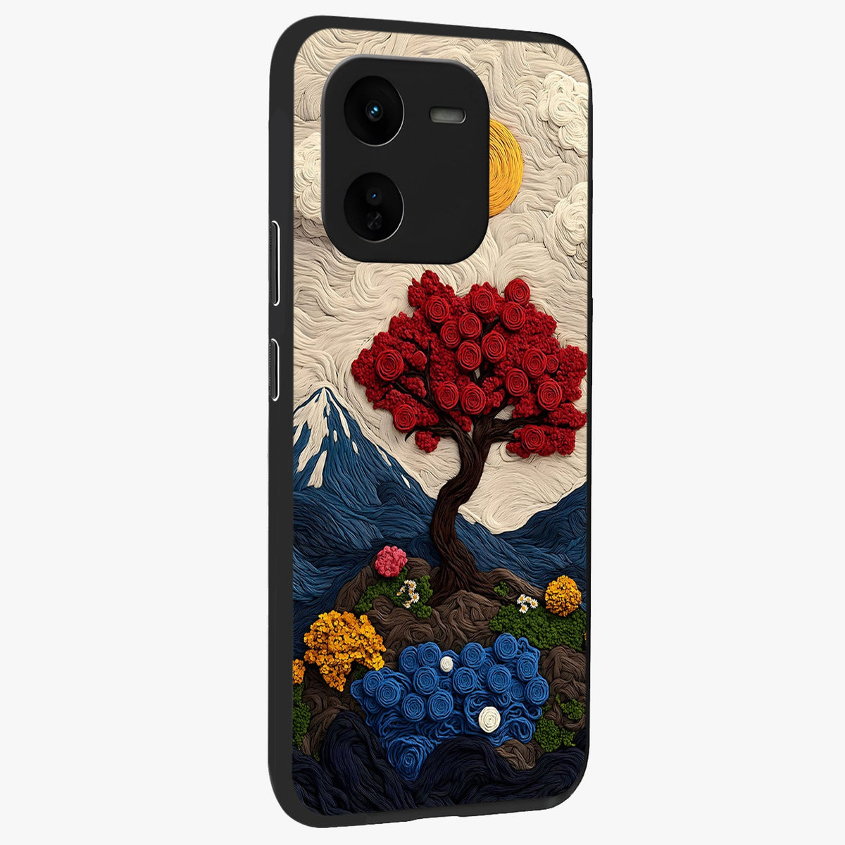 Eternal Nature Tapestry Glass Case upright view showcasing elegant nature tapestry design with decorative style.