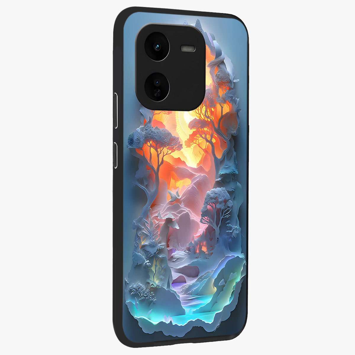 Glow Forest Portal Glass Case upright view showcasing enchanted forest portal artwork with fantasy nature theme.