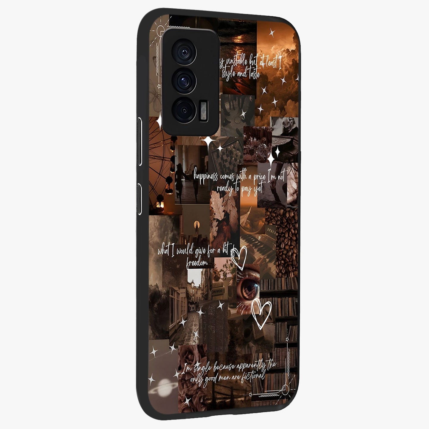 Bittersweet Aesthetic Chaos Glass Case upright view showcasing bold artistic chaos design with modern aesthetic style.