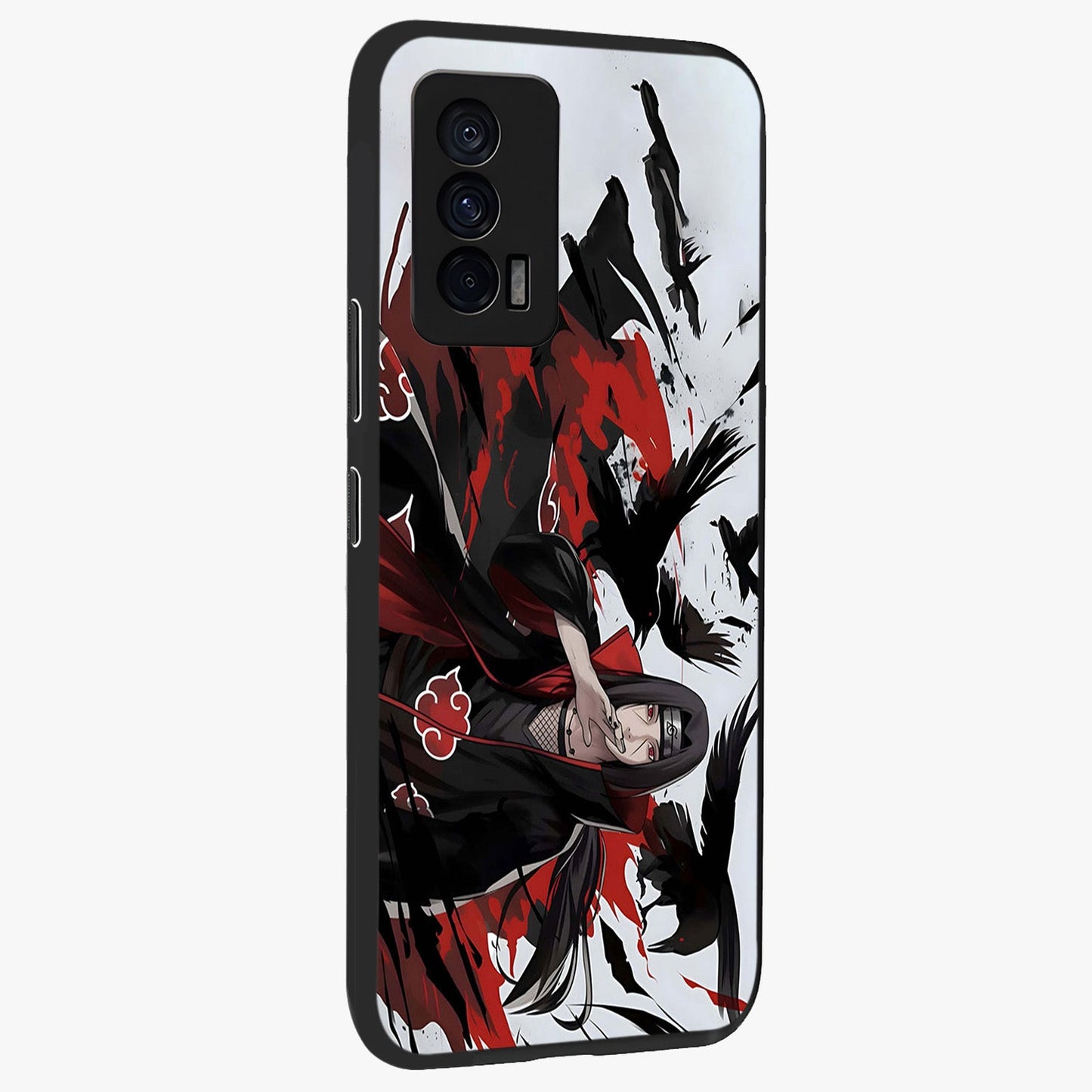 Crimson Crow Illusion Glass Case upright view showcasing striking crow illusion artwork with intense crimson theme.