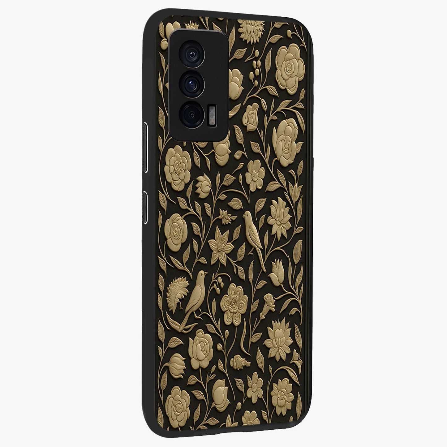 Golden Evil Eye Mandala Glass Case upright view showcasing decorative evil eye mandala artwork with spiritual aesthetic style.