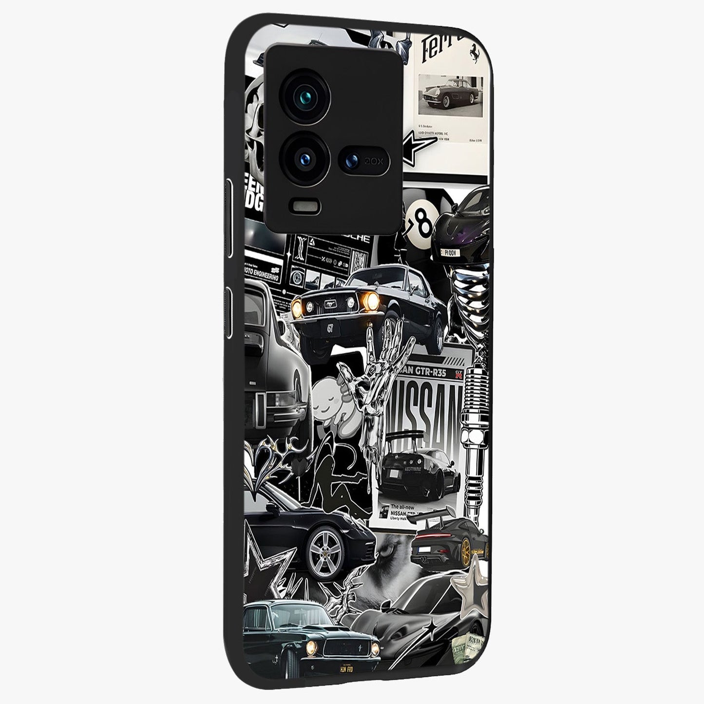 Aesthetic Dark Love Glass Case upright view showcasing dramatic romantic artwork with modern aesthetic style.
