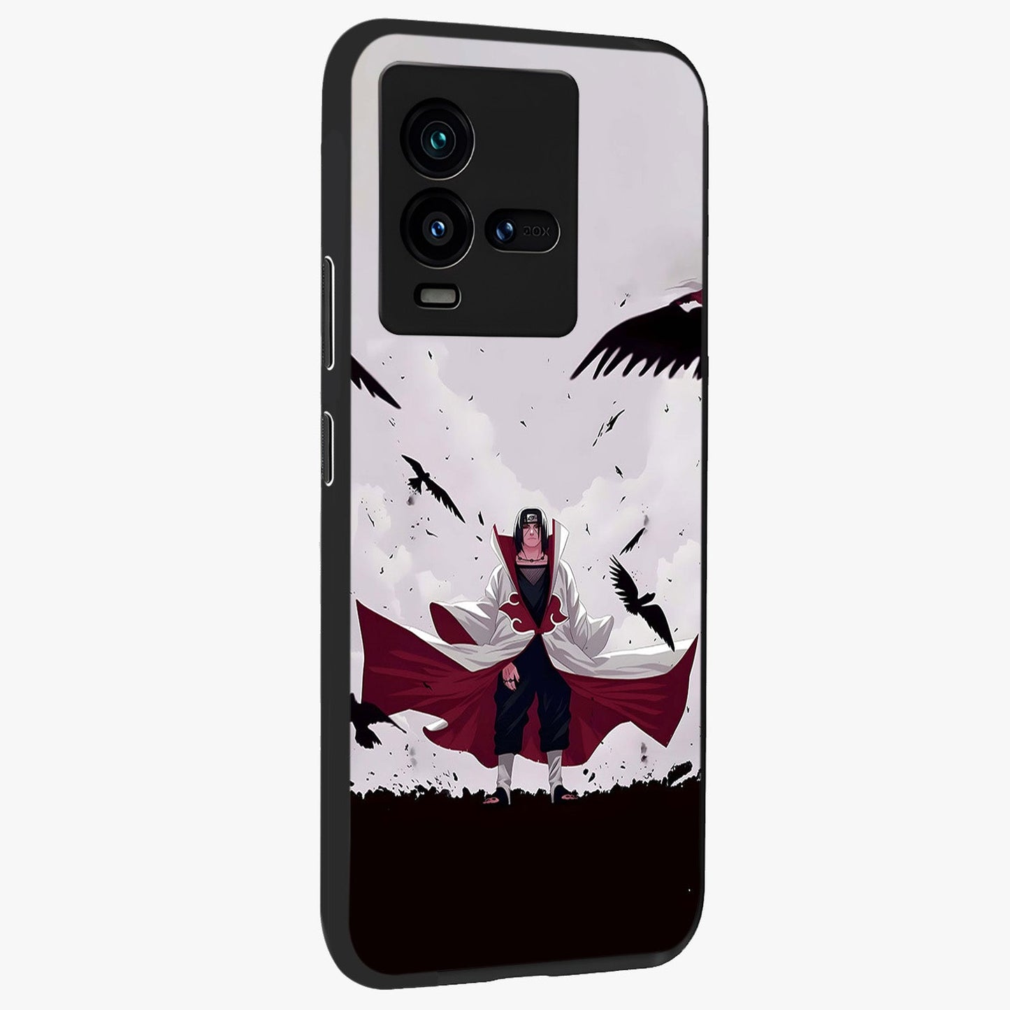 Crimson Crow Ascension Glass Case upright view showcasing dramatic crow artwork with bold gothic theme.