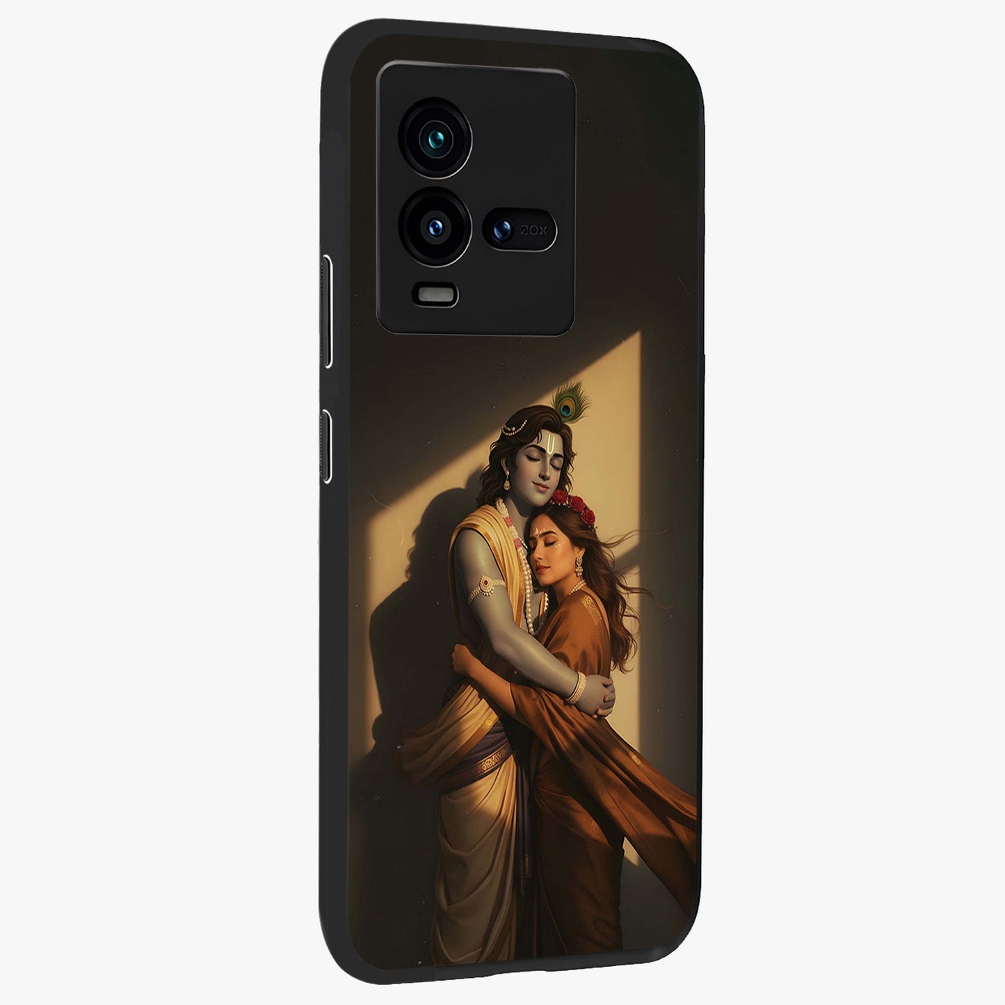 Divine Eternal Love Glass Case upright view showcasing graceful spiritual artwork with eternal love theme.