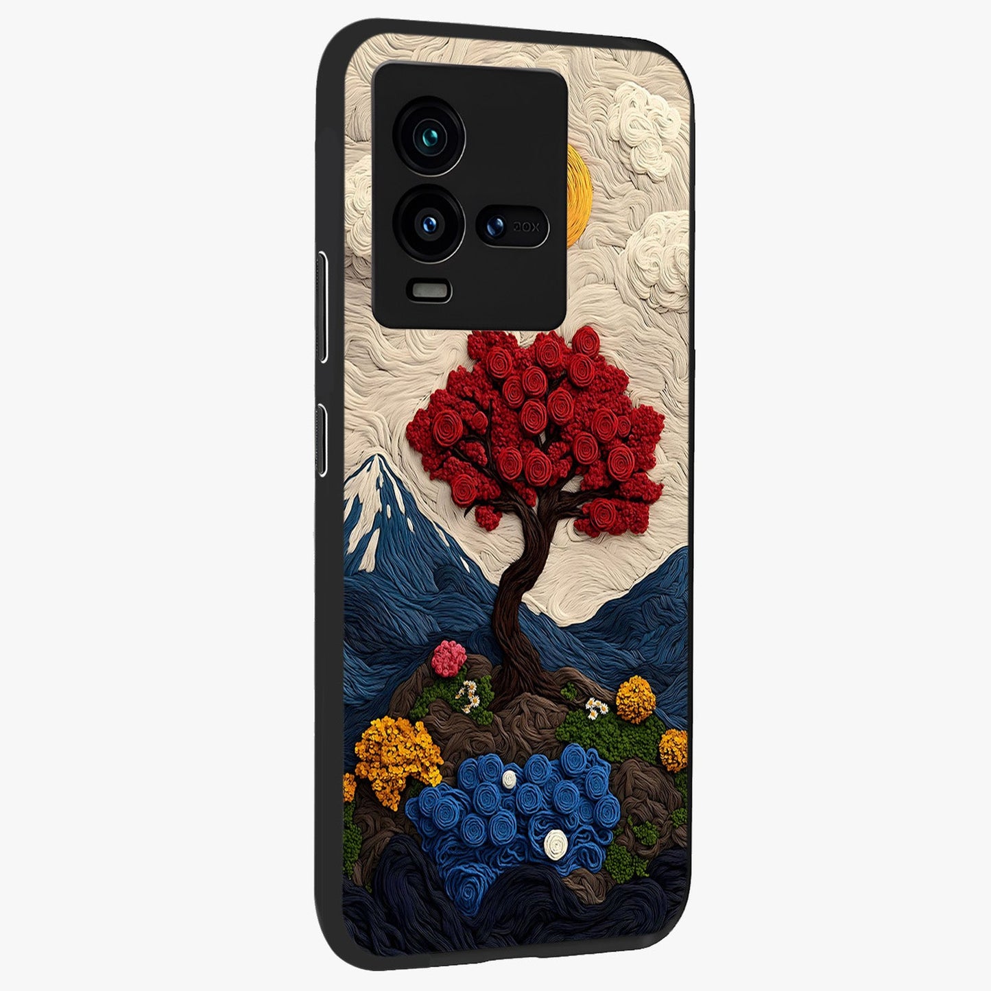 Eternal Nature Tapestry Glass Case upright view showcasing elegant nature tapestry design with decorative style.