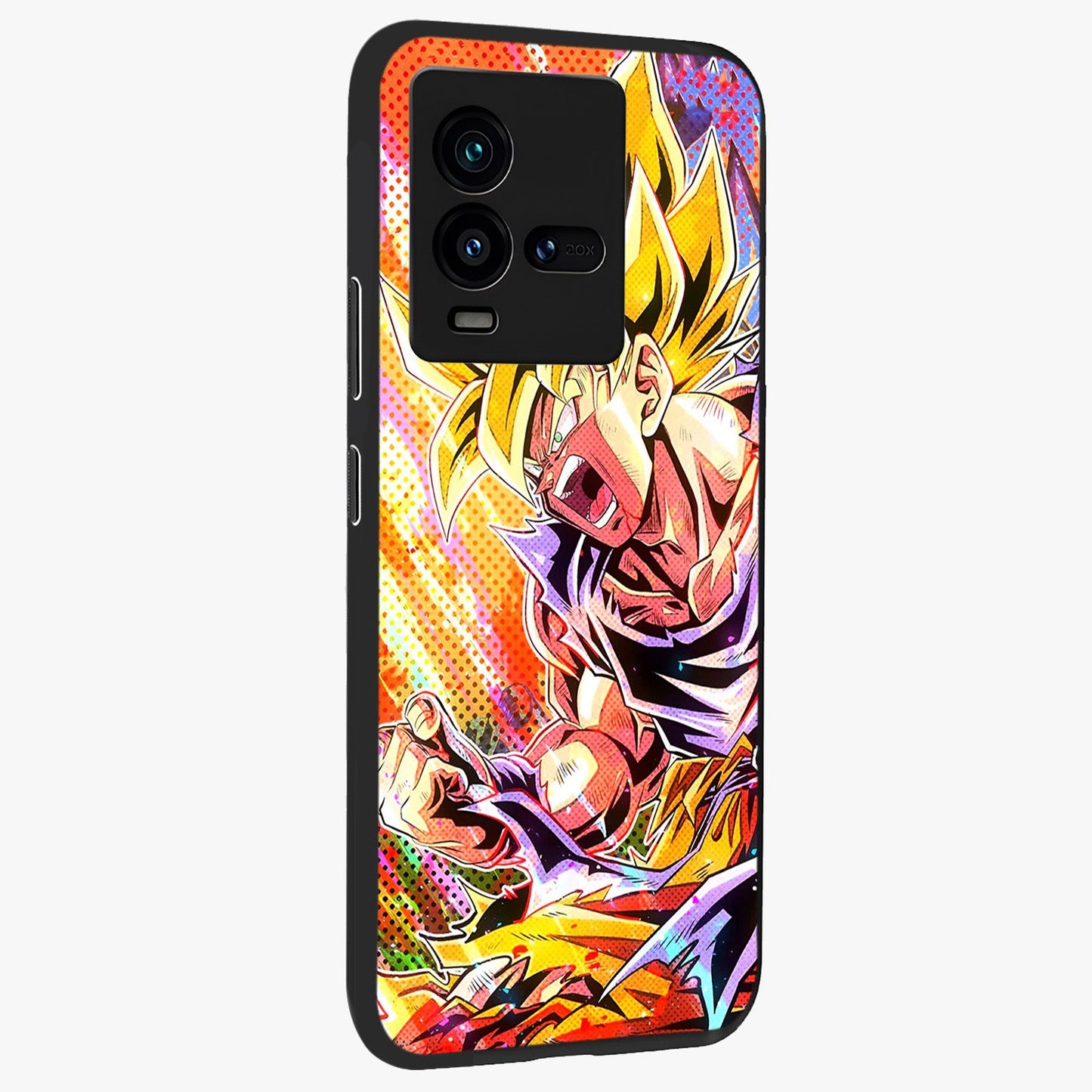 Firing Goku Glass Case upright view showcasing energetic anime artwork with bold warrior theme.