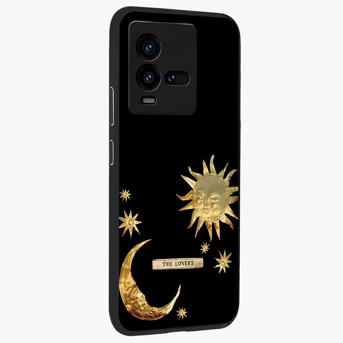 Gold Sun Blush Glass Case upright view showcasing glowing sun artwork with elegant celestial theme.