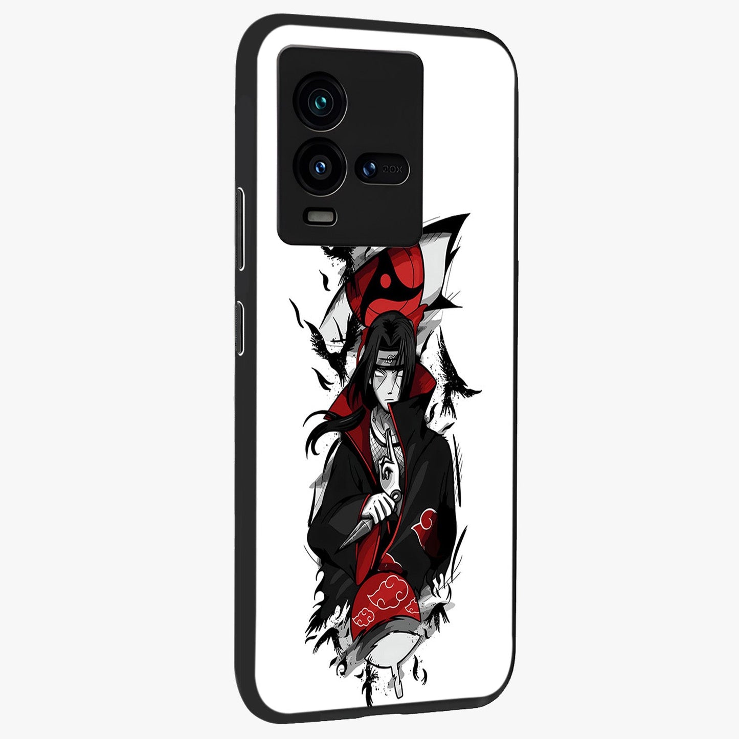 Itachi Limited Edition Naruto Anime Glass Case upright view showcasing intense anime artwork with powerful character theme.