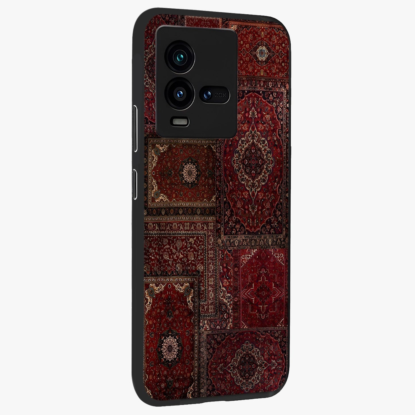 Persian Velvet Tale Glass Case upright view showcasing elegant Persian artwork with classic heritage theme.