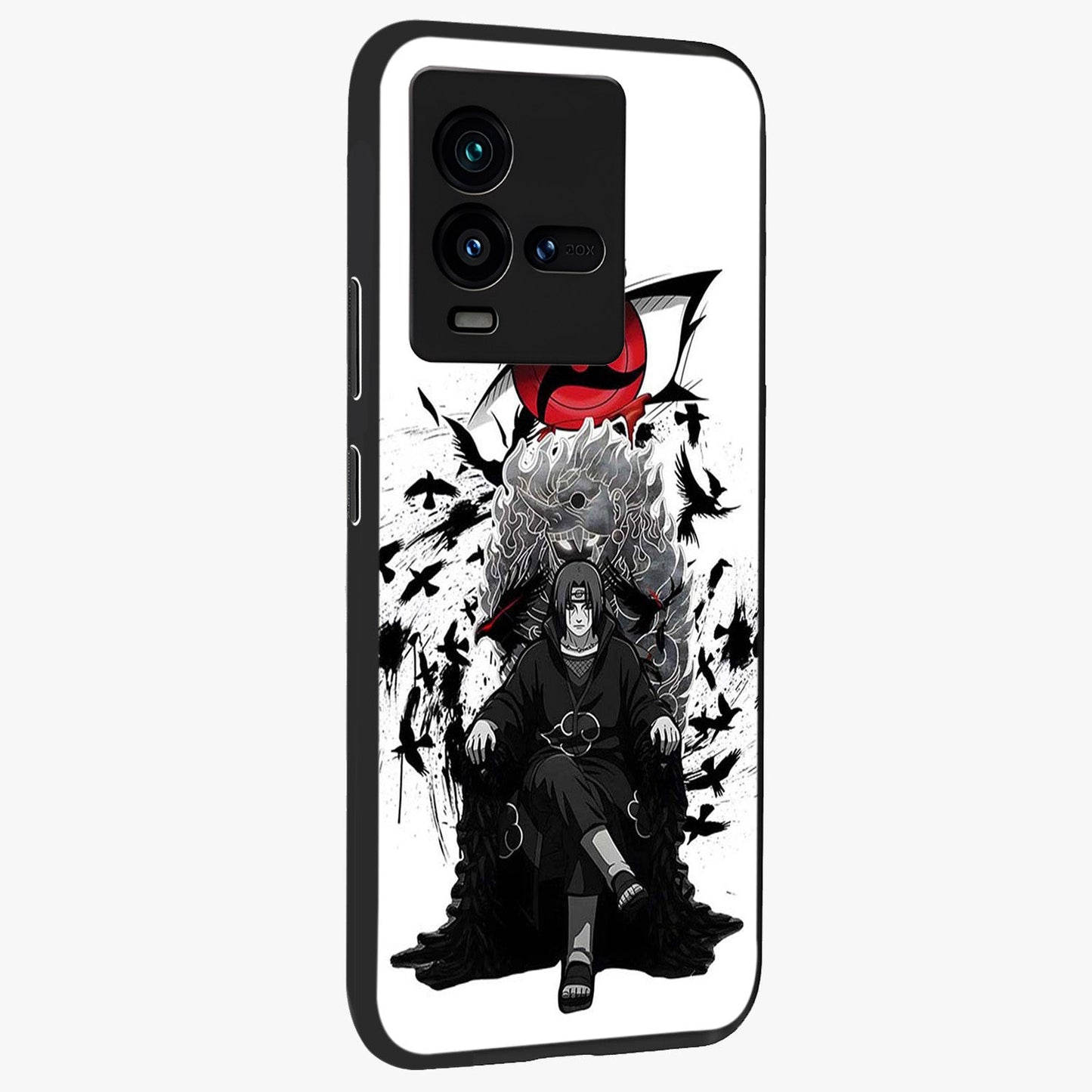 Uchiha Shadow Throne Glass Case upright view showcasing magical underwater galaxy artwork with vibrant cosmic theme.