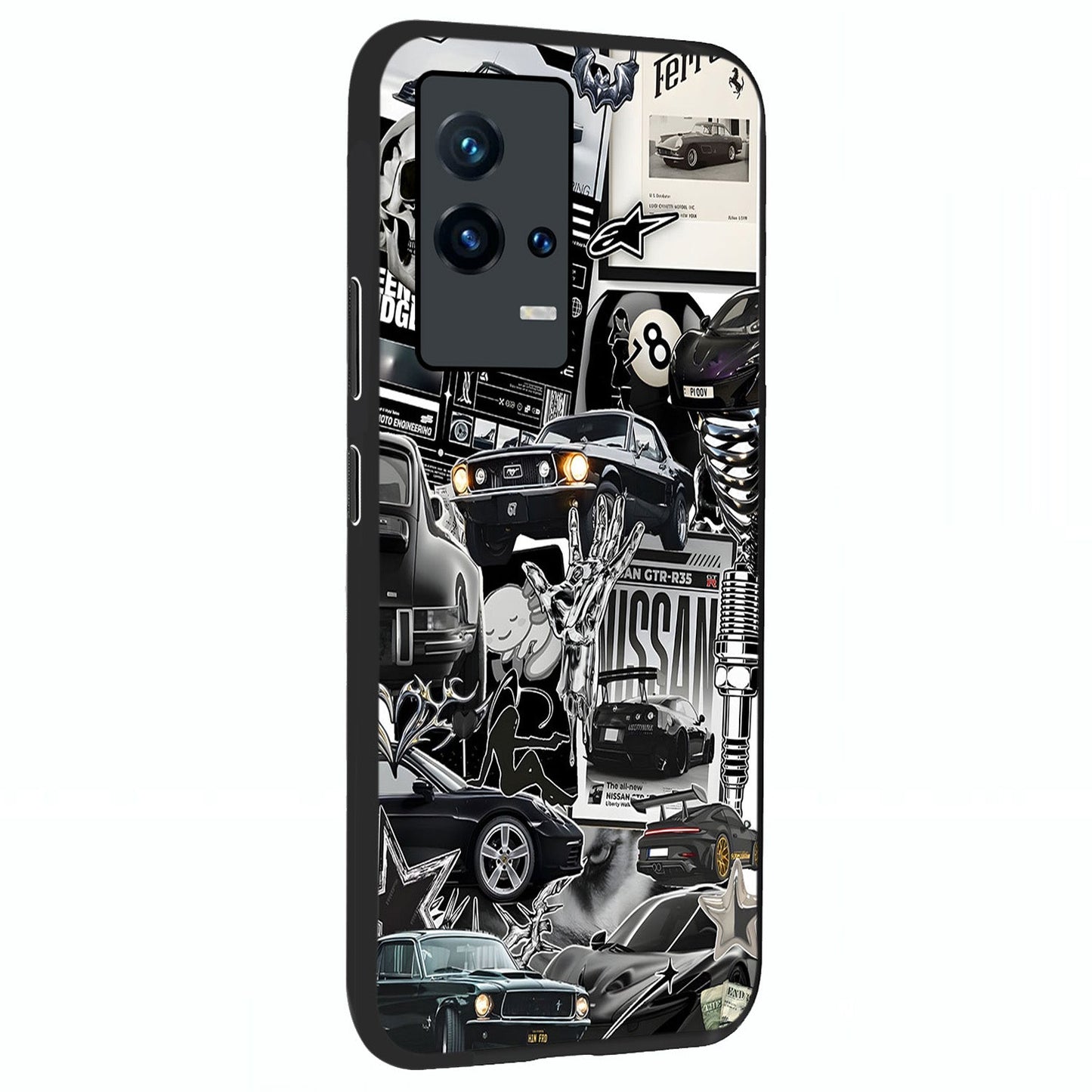Aesthetic Dark Love Glass Case upright view showcasing dramatic romantic artwork with modern aesthetic style.
