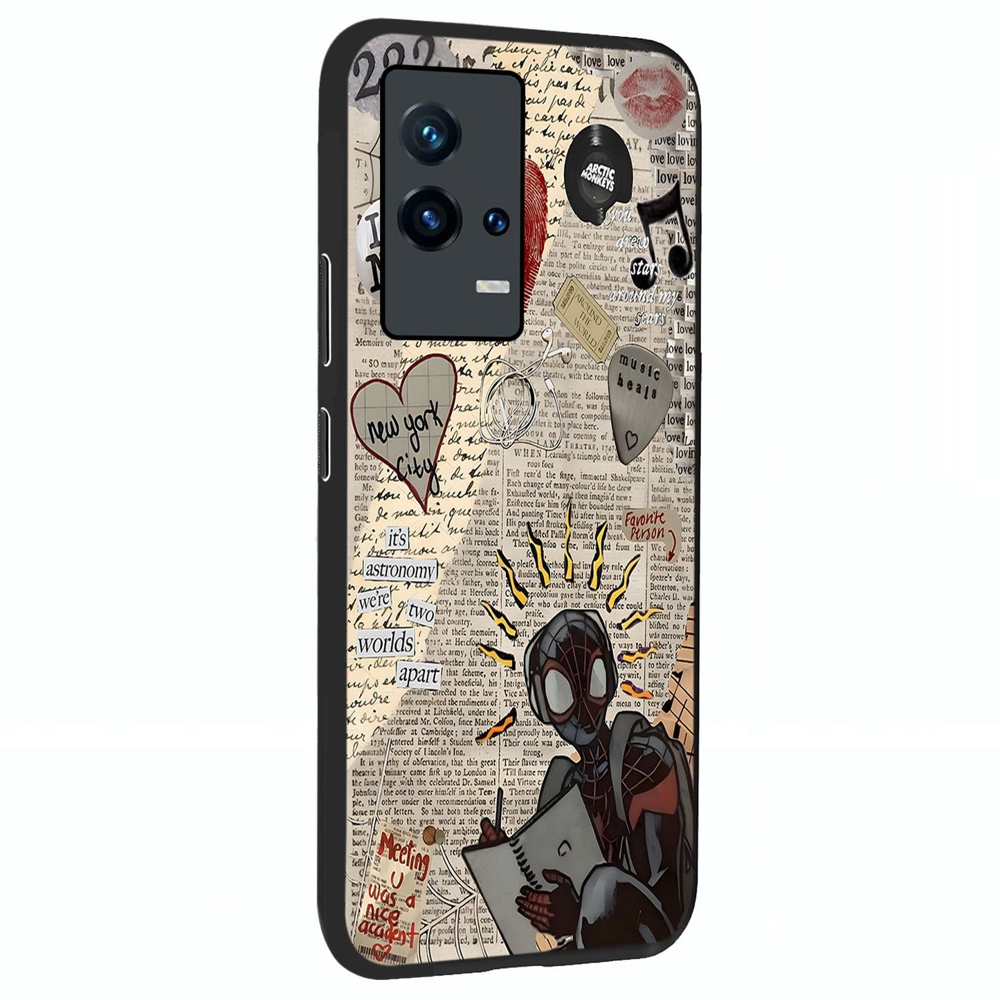 City Dream Sketch Glass Case upright view showcasing urban skyline artwork with stylish hand drawn design.