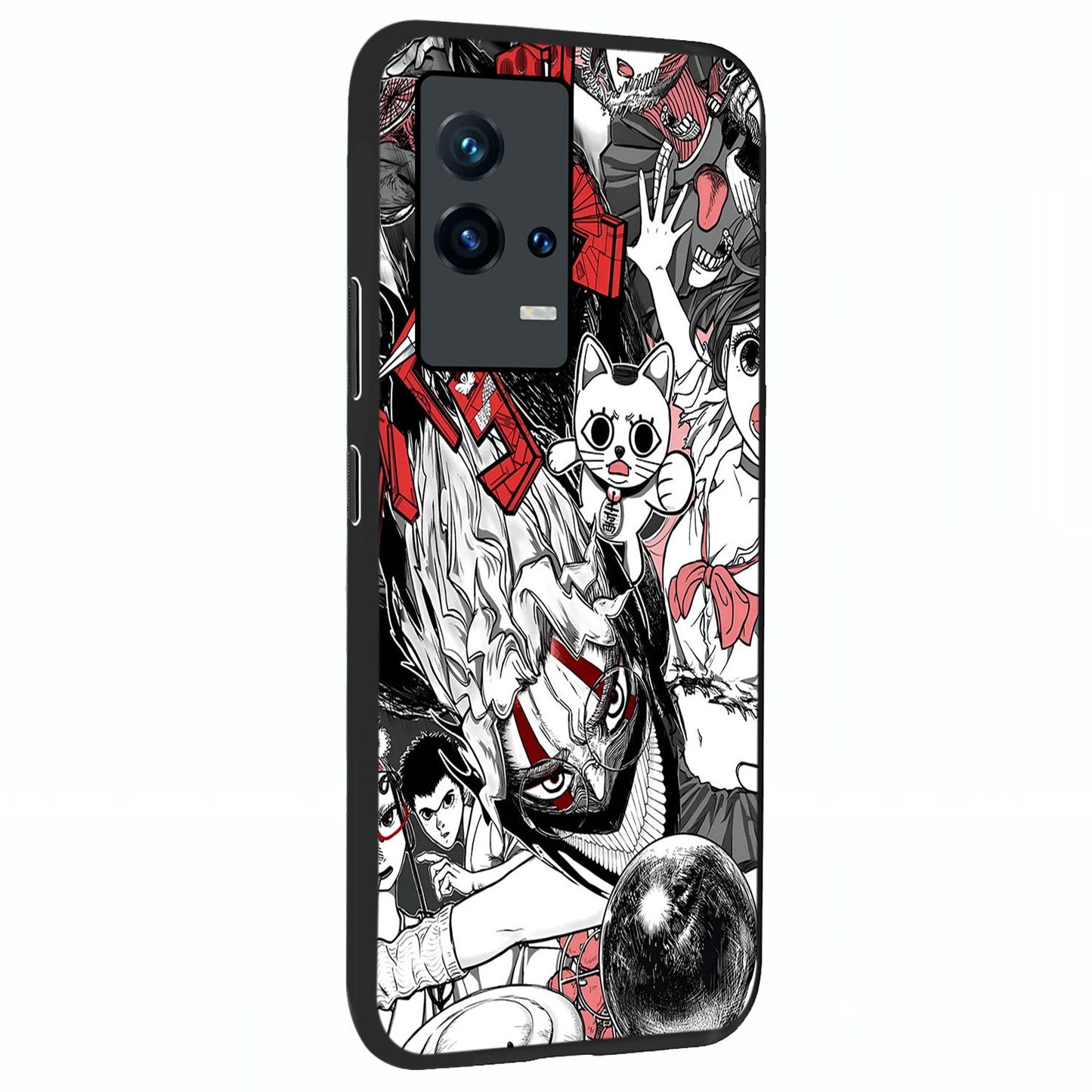 Crimson Chaos Panel Glass Case upright view showcasing intense crimson artwork with dramatic aesthetic style.