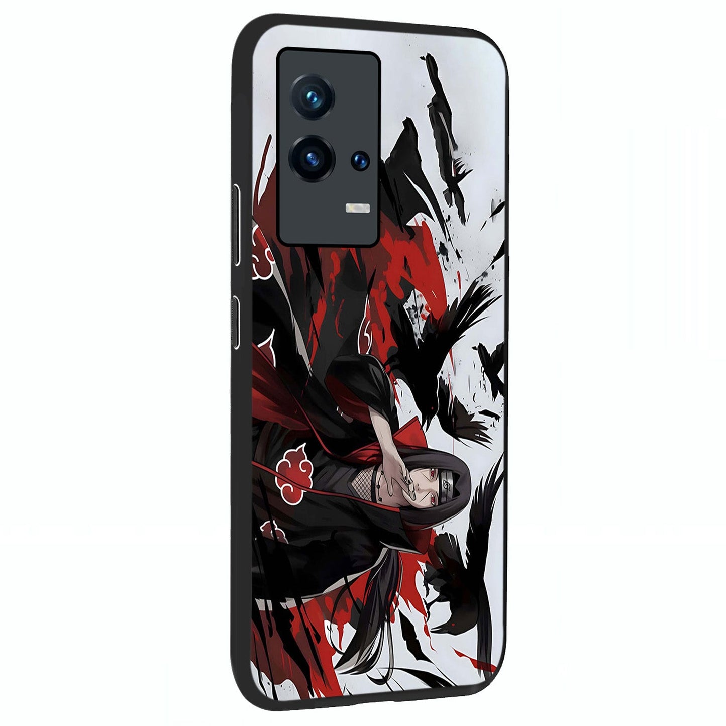 Crimson Crow Illusion Glass Case upright view showcasing striking crow illusion artwork with intense crimson theme.