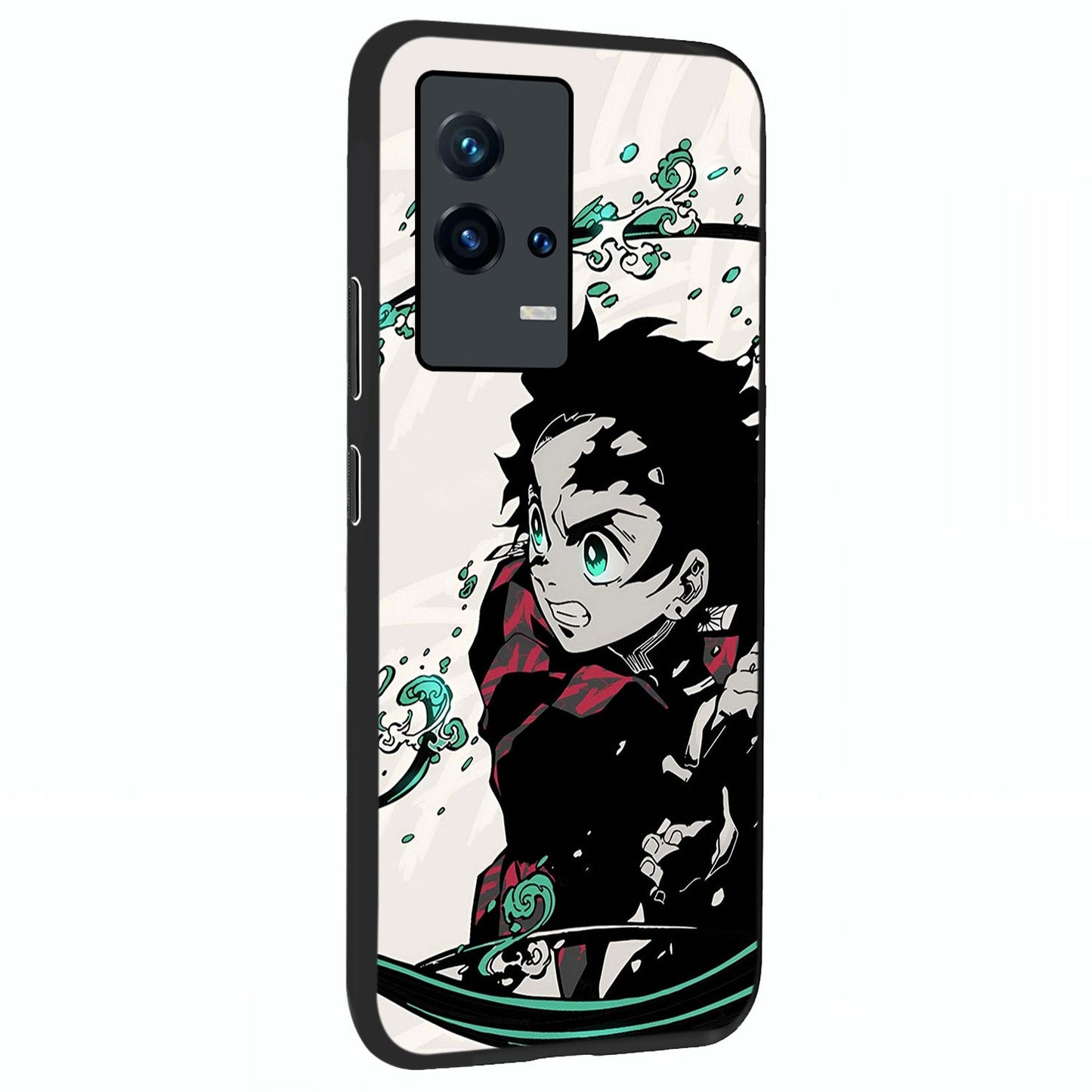 Demon Slayer Glass Case upright view showcasing powerful anime artwork with intense warrior theme.