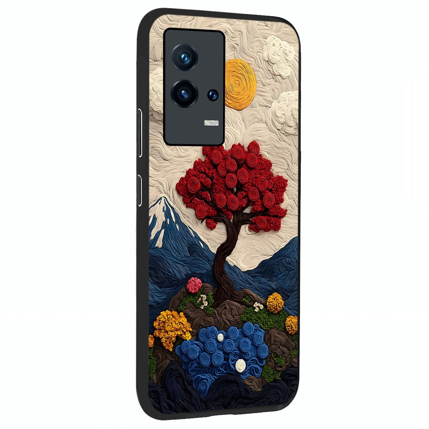Eternal Nature Tapestry Glass Case upright view showcasing elegant nature tapestry design with decorative style.