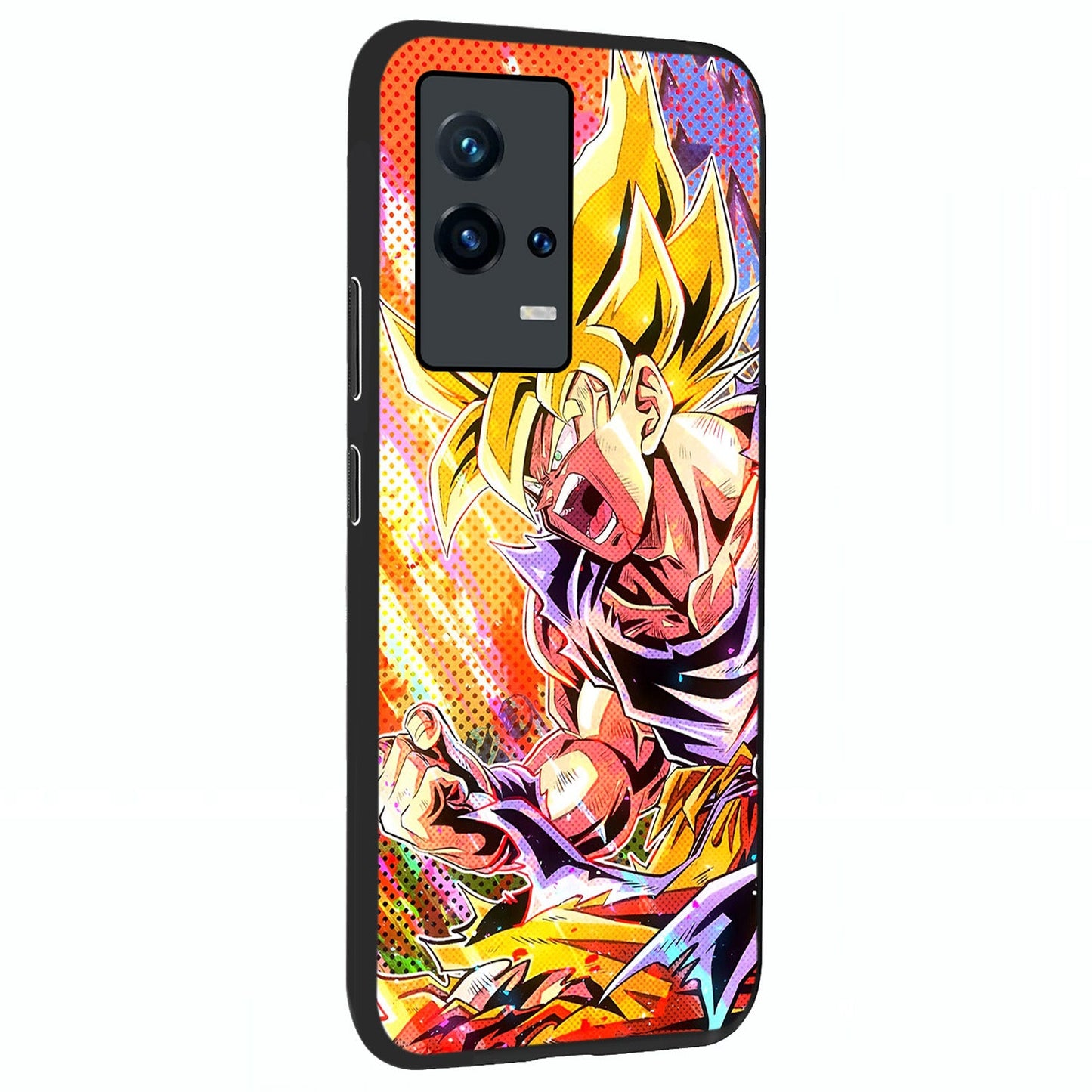 Firing Goku Glass Case upright view showcasing energetic anime artwork with bold warrior theme.