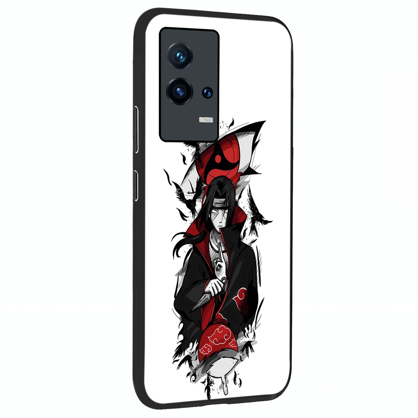 Itachi Limited Edition Naruto Anime Glass Case upright view showcasing intense anime artwork with powerful character theme.