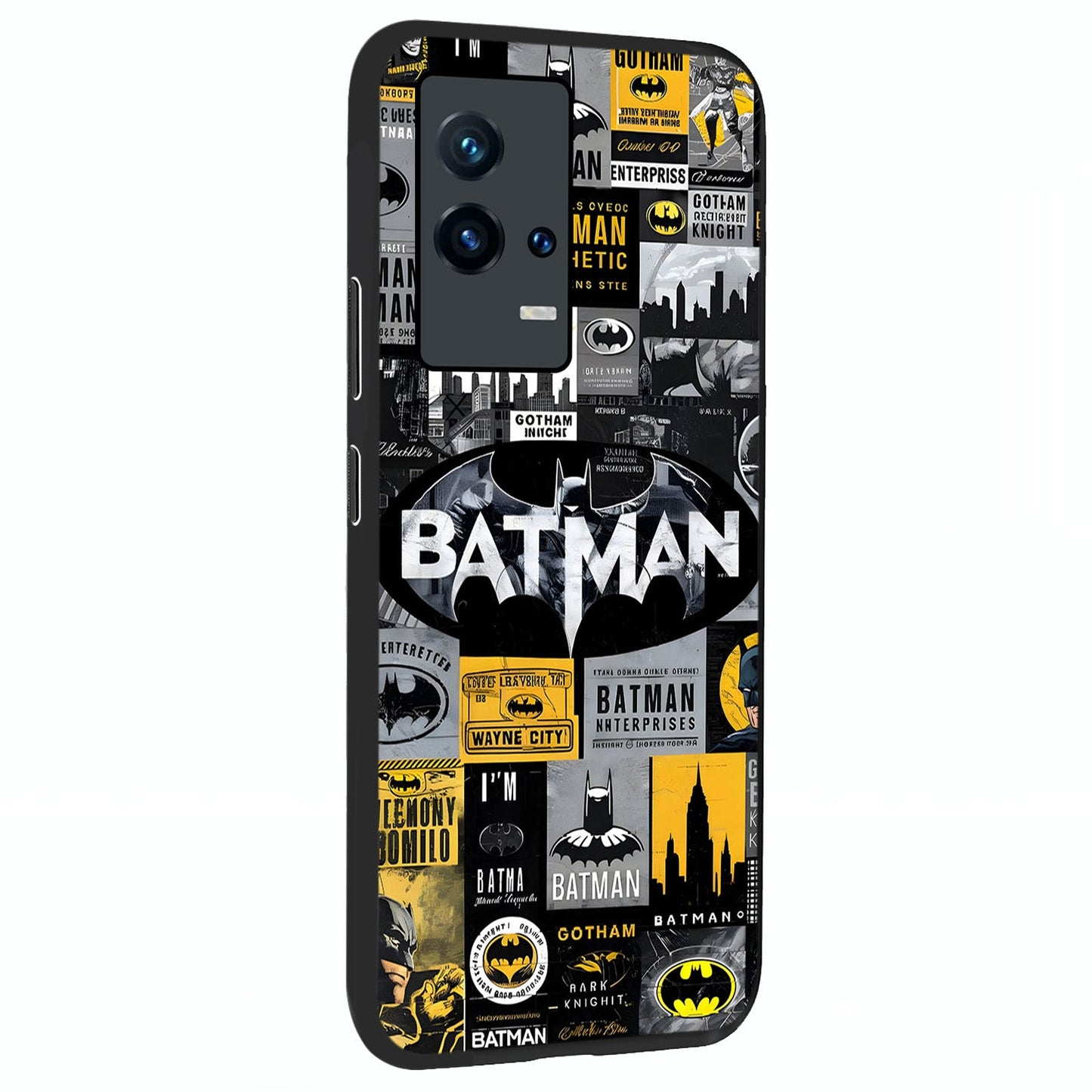 Knight Gotham Rise Glass Case upright view showcasing bold vigilante themed artwork with gothic city vibe.