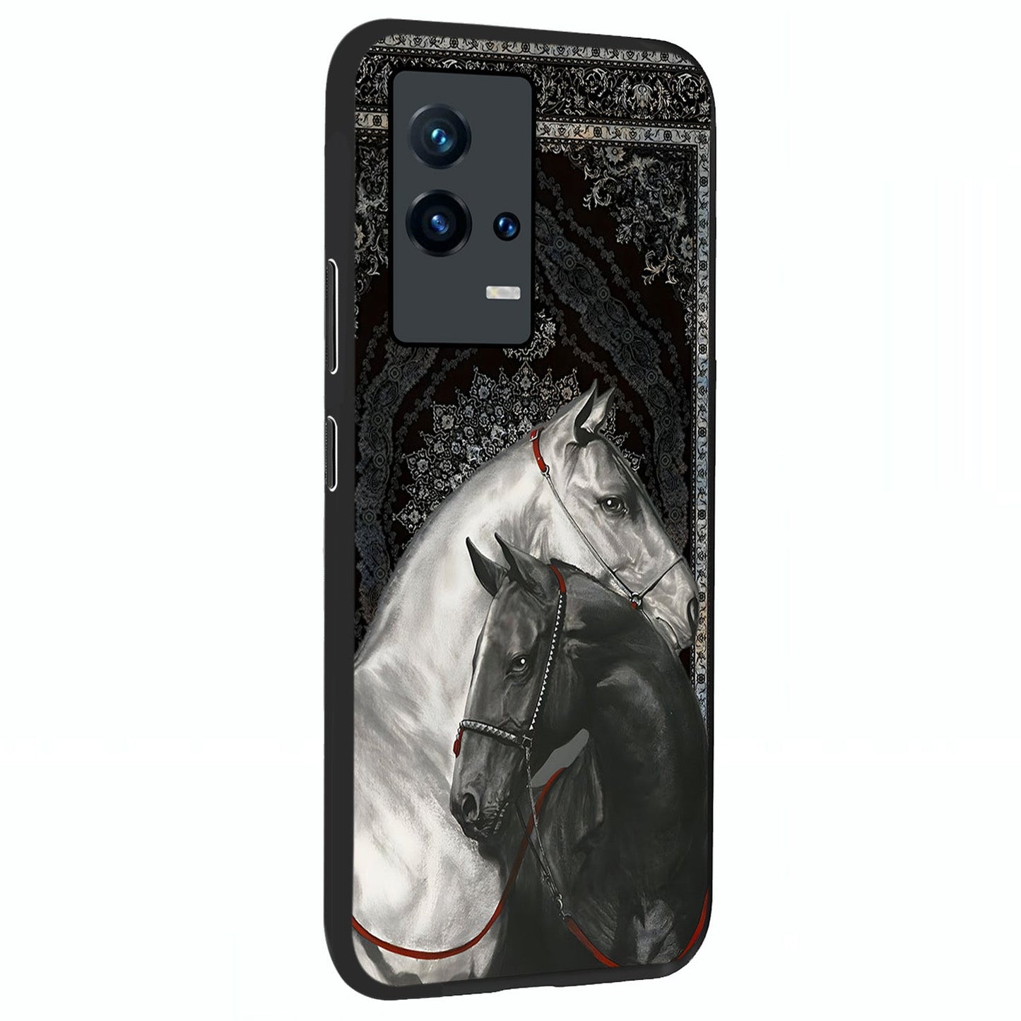 Majestic Ride Legacy Glass Case upright view showcasing dynamic ride inspired artwork with modern automotive theme.