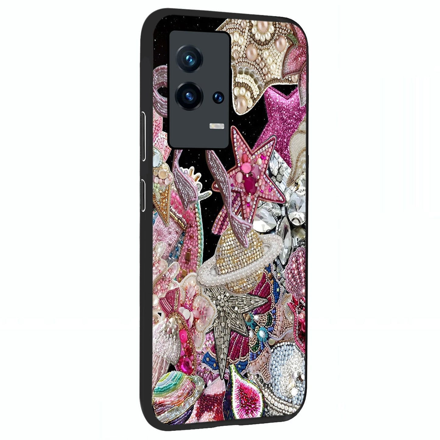 Starlit Jewel Dream Glass Case upright view showcasing radiant star inspired artwork with magical night theme.