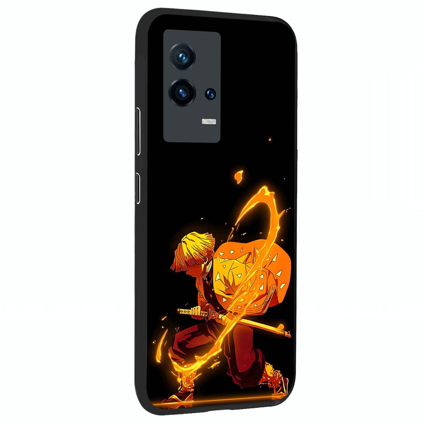Thunder Flame Execution Glass Case upright view showcasing explosive flame artwork with dynamic action theme.