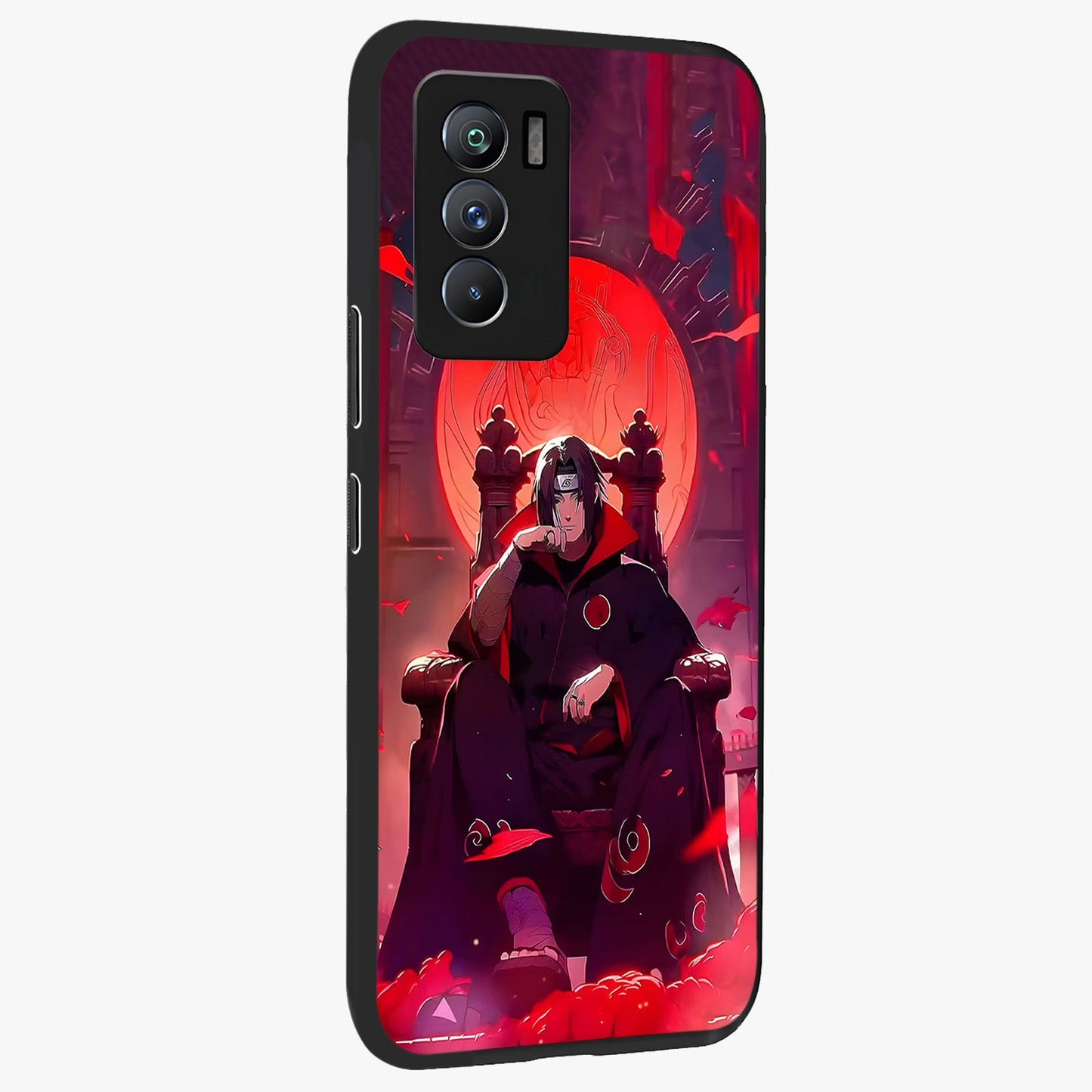 Blood Moon Sovereign Glass Case upright view showcasing powerful moon inspired artwork with cosmic aesthetic style.