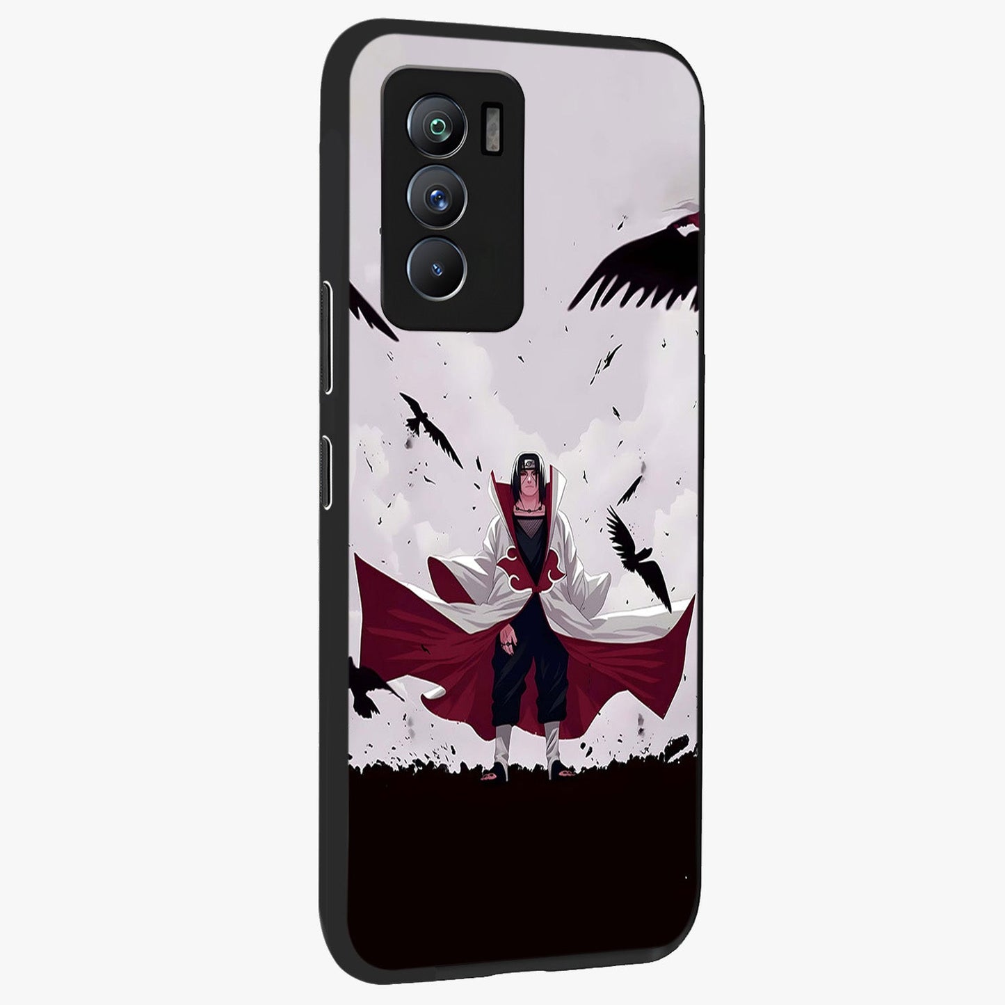 Crimson Crow Ascension Glass Case upright view showcasing dramatic crow artwork with bold gothic theme.