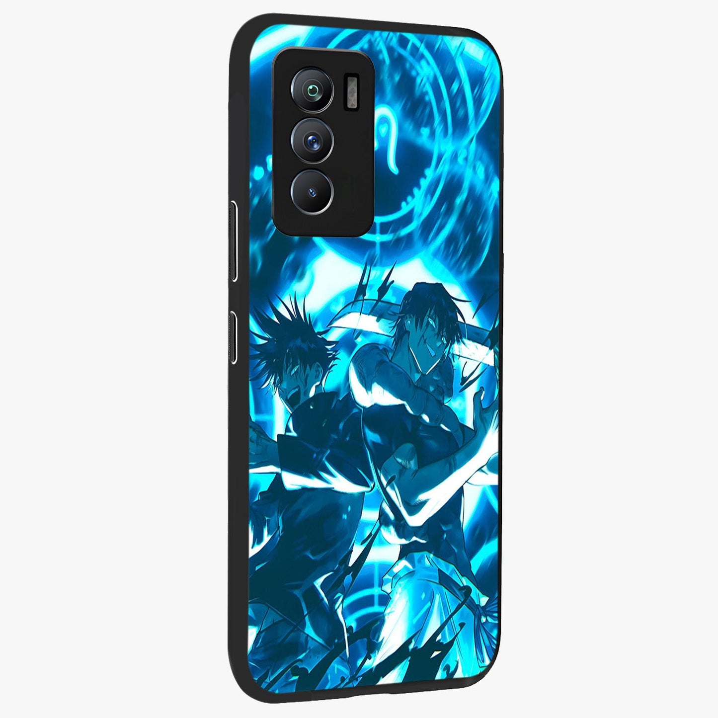 Cursed Energy Clash Glass Case upright view showcasing dramatic clash artwork with bold supernatural theme.