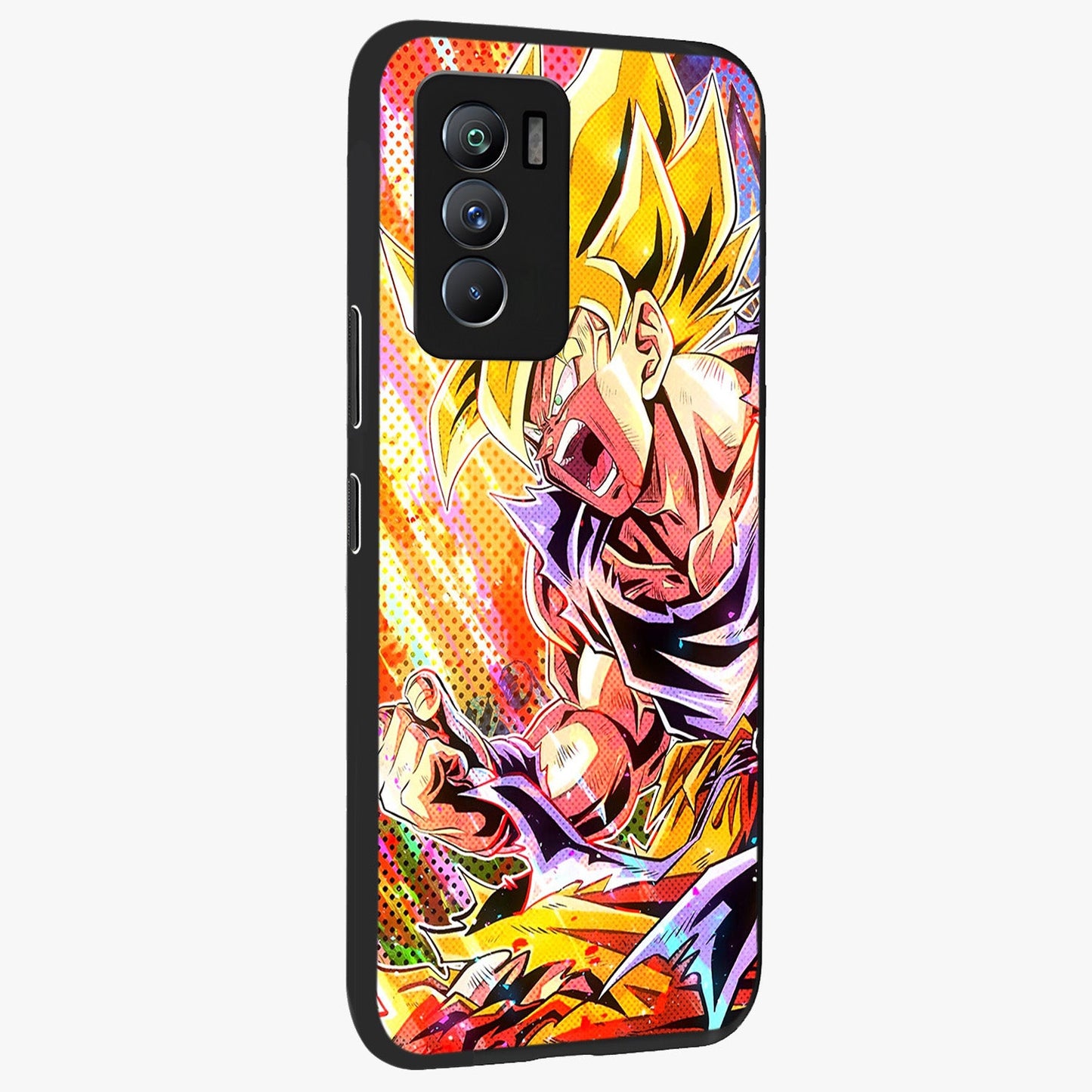 Firing Goku Glass Case upright view showcasing energetic anime artwork with bold warrior theme.