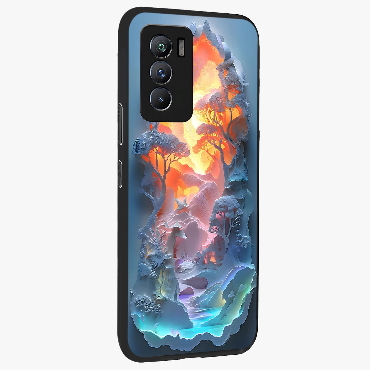 Glow Forest Portal Glass Case upright view showcasing enchanted forest portal artwork with fantasy nature theme.