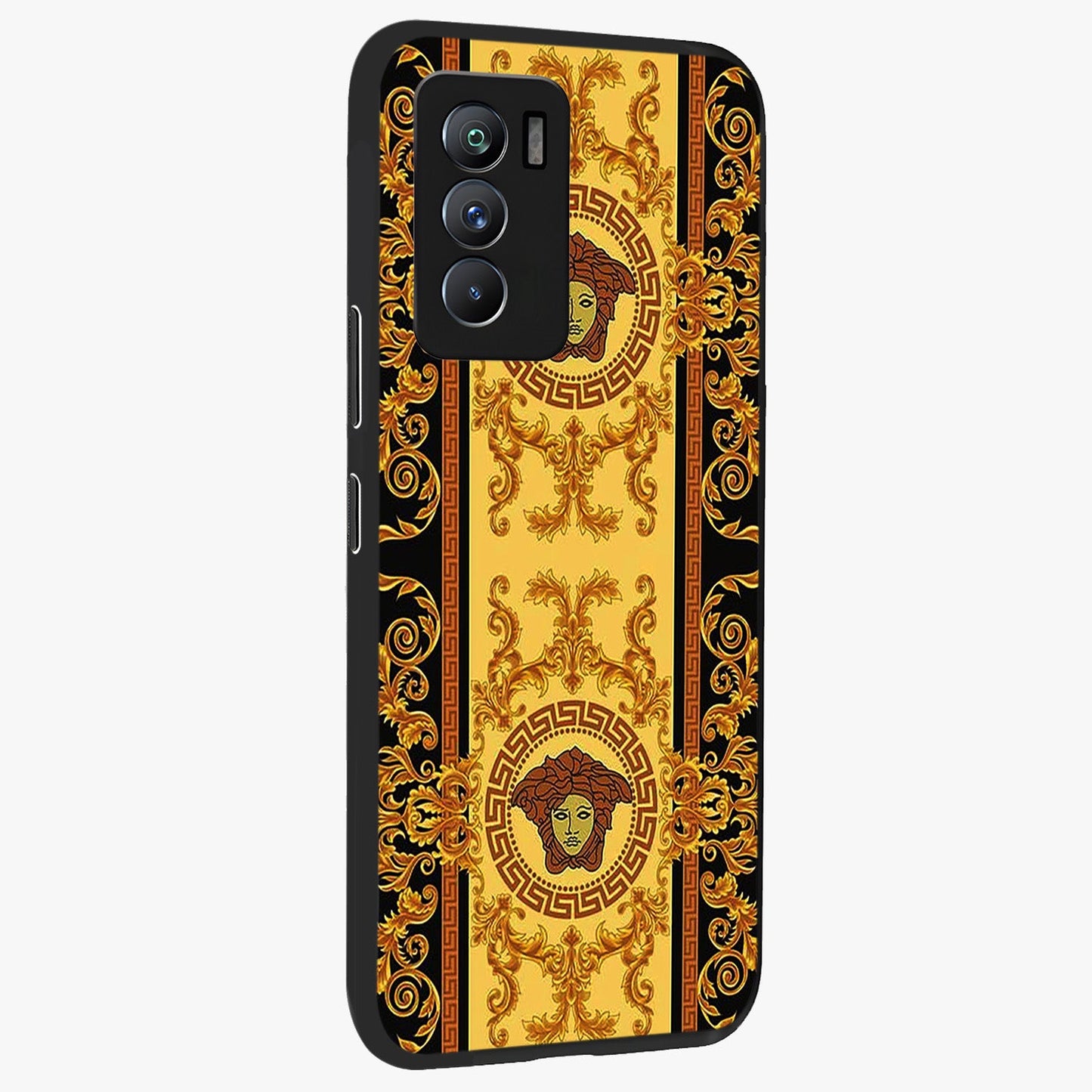 Golden Lotus Glow Glass Case upright view showcasing luminous lotus artwork with peaceful divine theme.