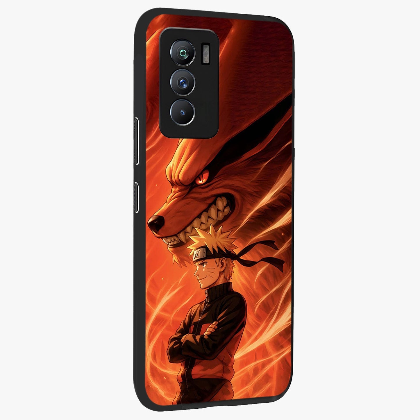 Nine Tails Legacy Glass Case upright view showcasing dramatic nine-tails artwork with intense anime themed design.