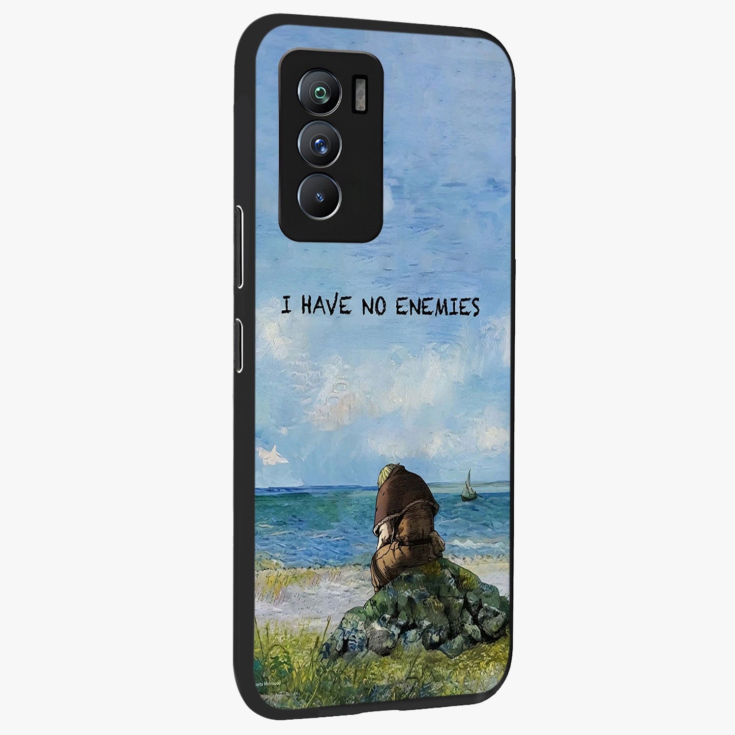 Peace Beyond War Glass Case upright view showcasing powerful peace symbol artwork with inspirational theme.
