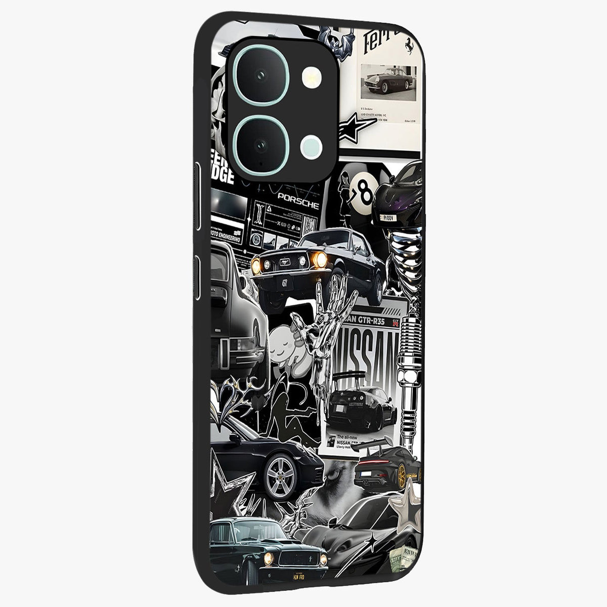 Aesthetic Dark Love Glass Case upright view showcasing dramatic romantic artwork with modern aesthetic style.