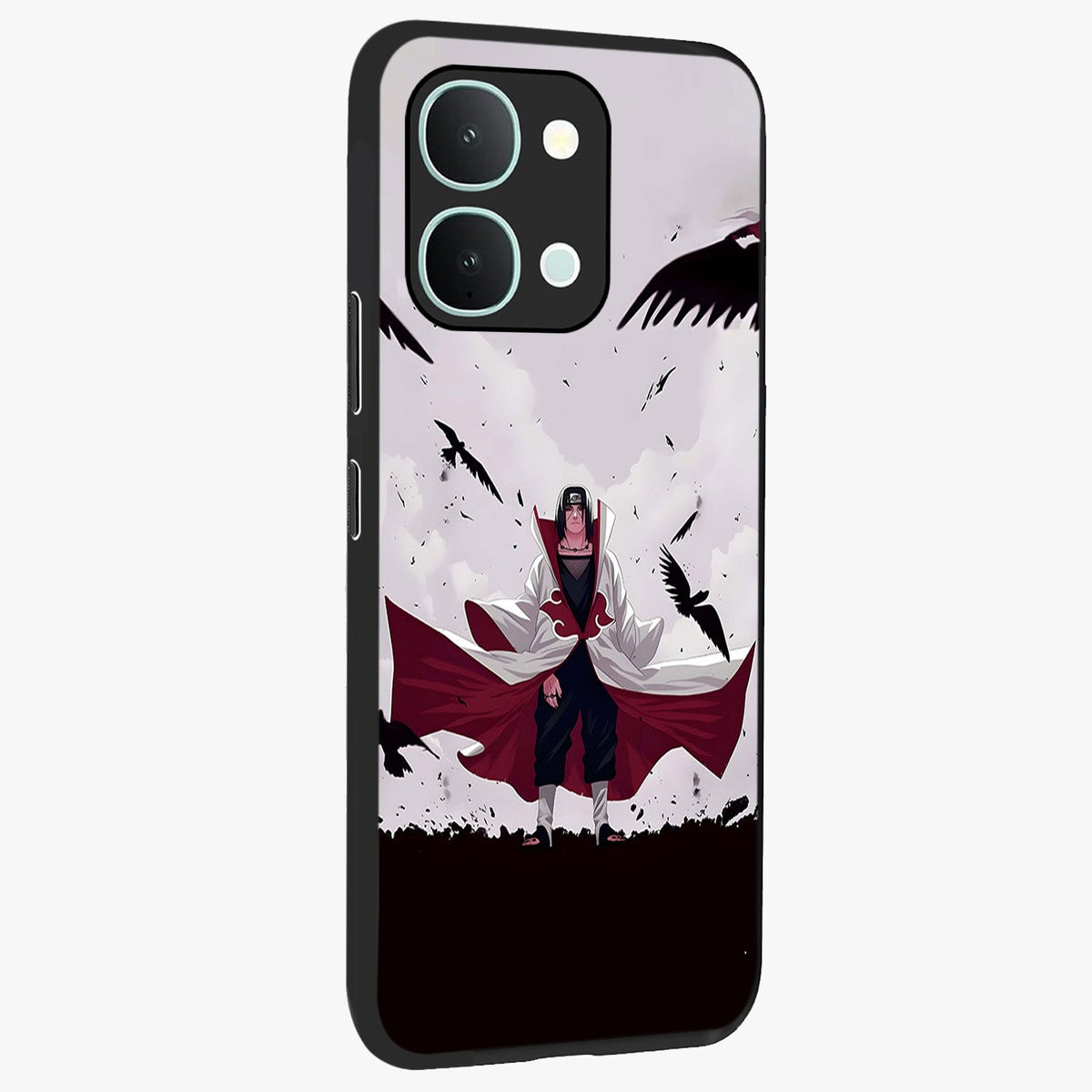 Crimson Crow Ascension Glass Case upright view showcasing dramatic crow artwork with bold gothic theme.