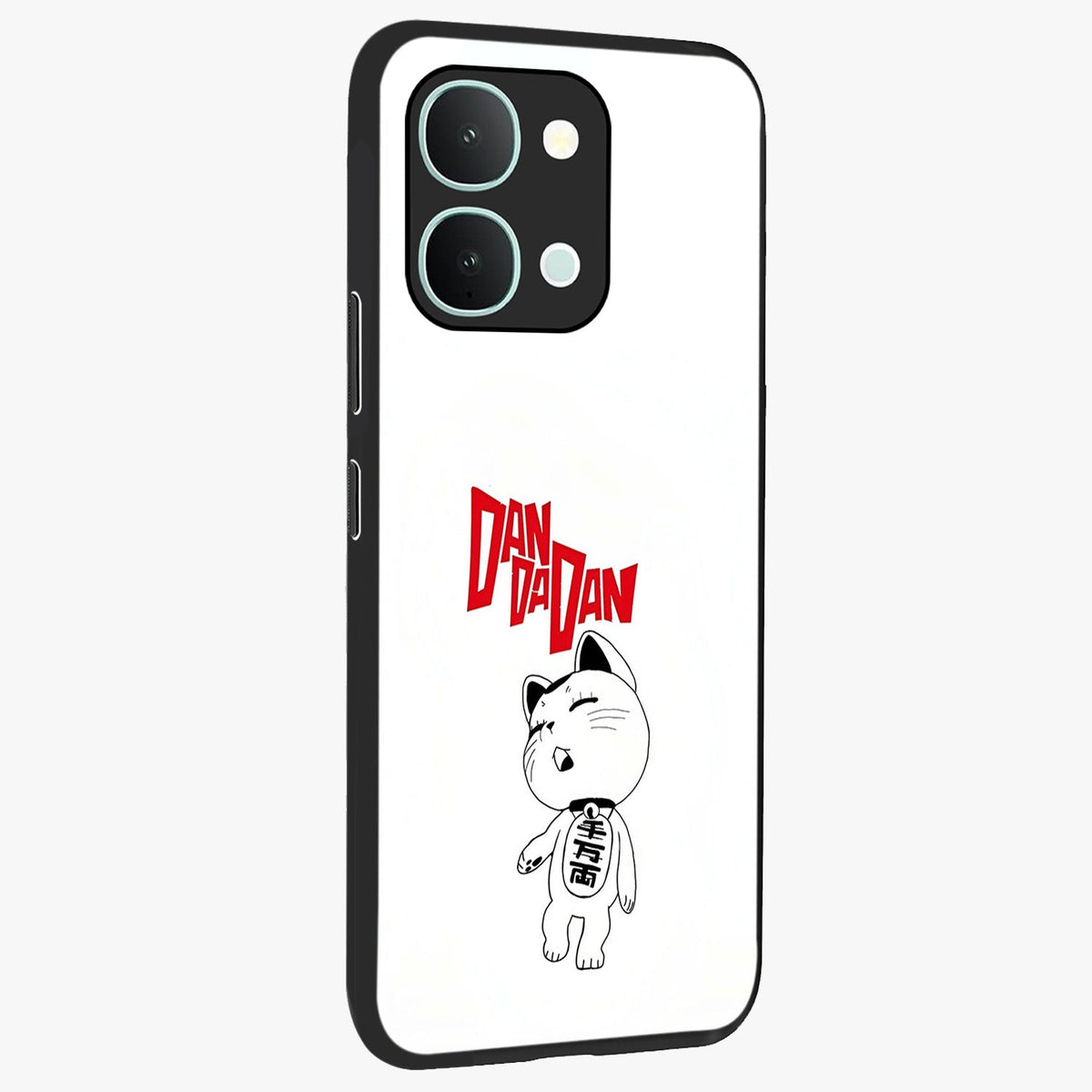 Playful Spirit Charm Glass Case upright view showcasing vibrant charm artwork with fun artistic theme.