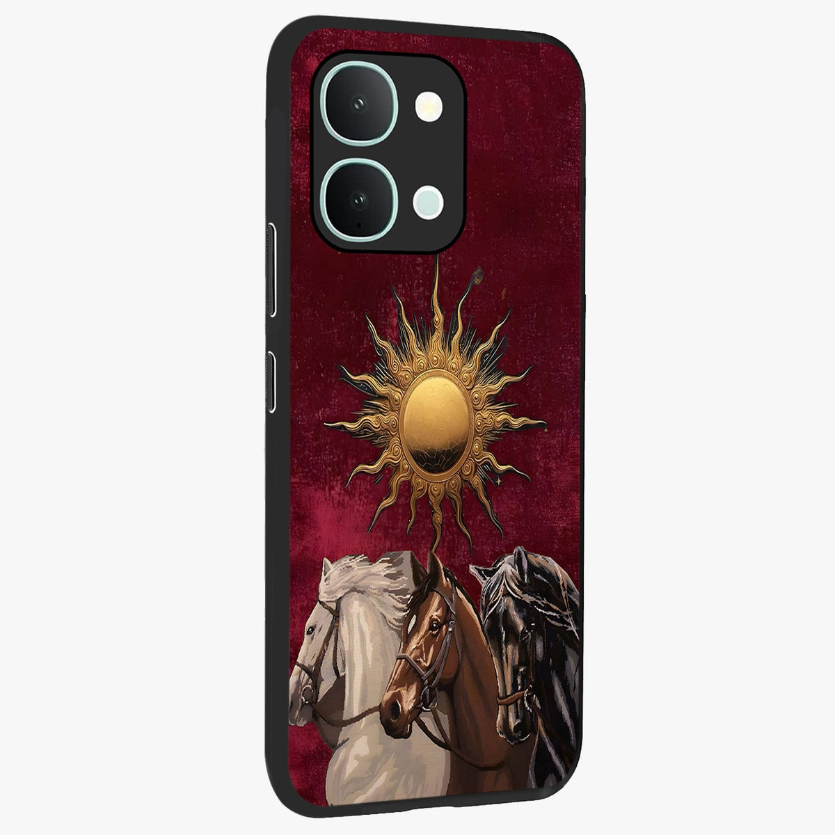 Solar Riders Glass Case upright view showcasing energetic rider artwork with bold adventure theme.