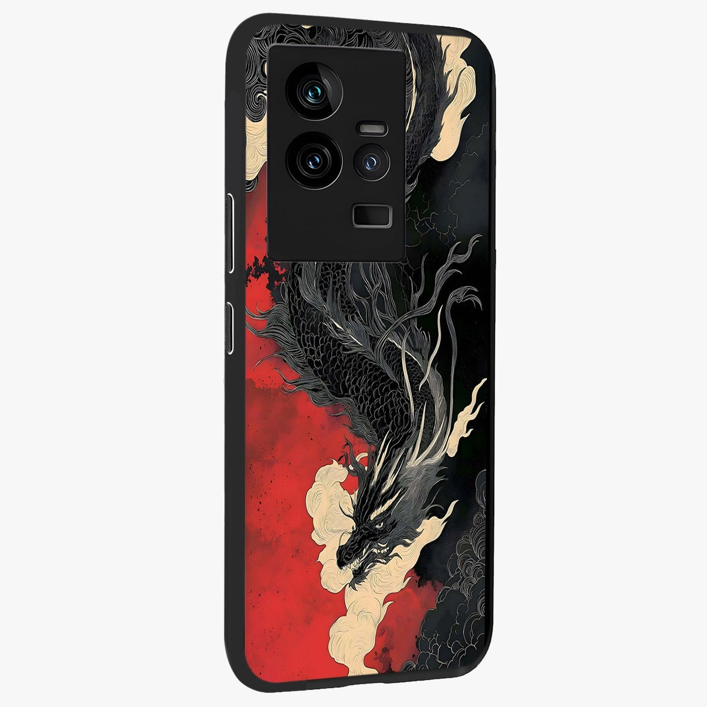 Shadow Dragon Fury Glass Case upright view showcasing intense dragon artwork with dramatic shadow theme.