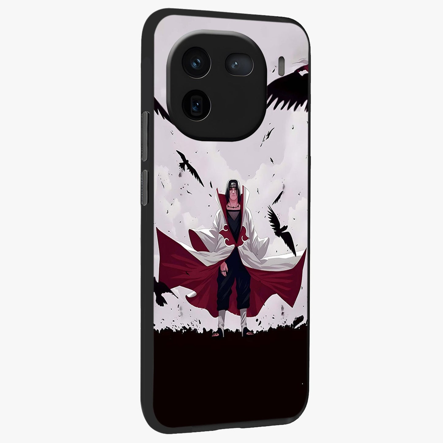 Crimson Crow Ascension Glass Case upright view showcasing dramatic crow artwork with bold gothic theme.