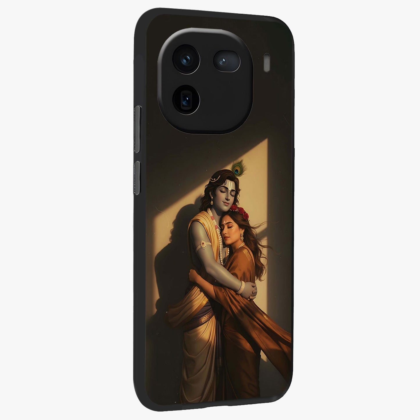Divine Eternal Love Glass Case upright view showcasing graceful spiritual artwork with eternal love theme.